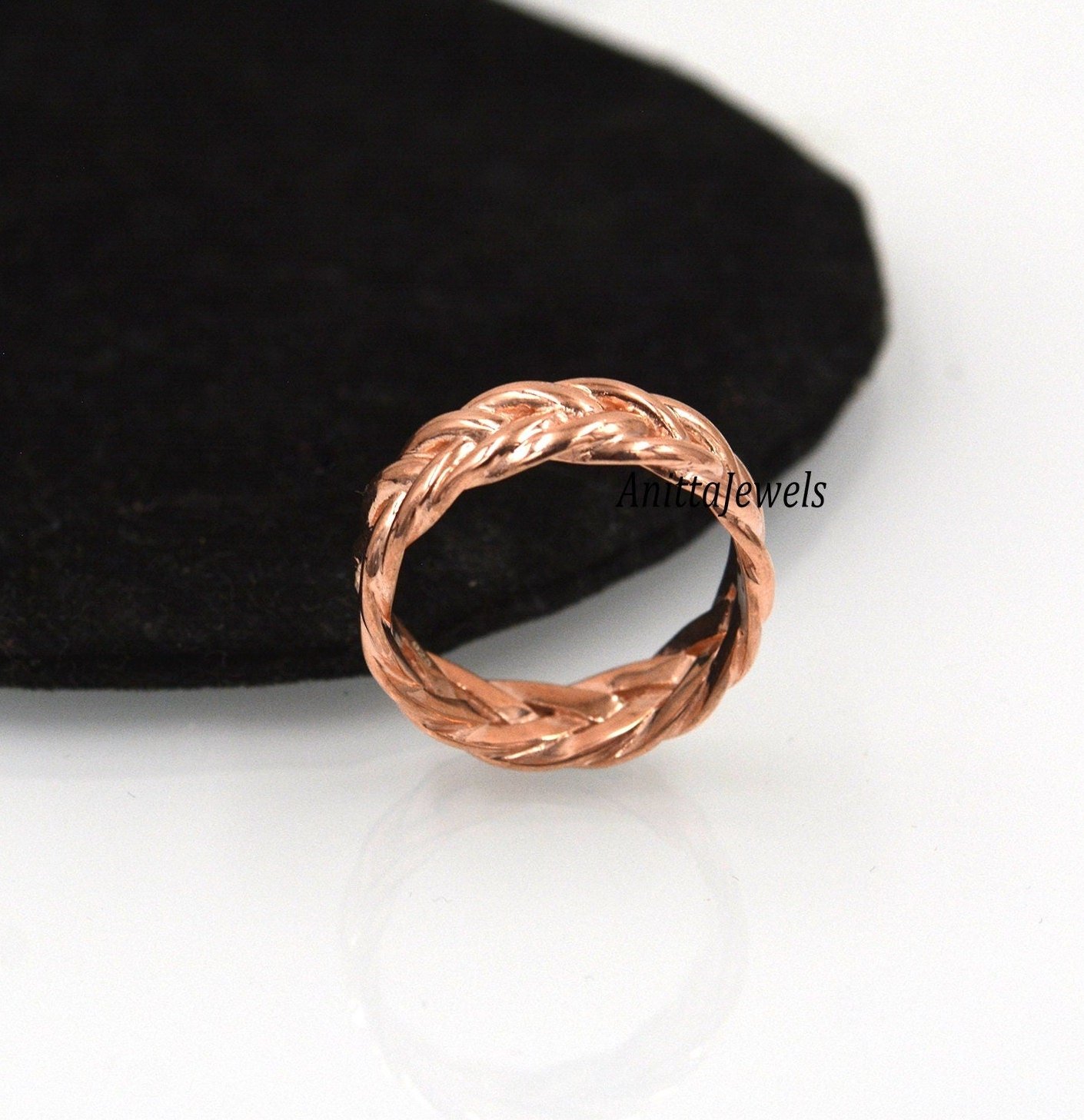 14k Gold Plated Braided Ring: Sterling Silver Weave Band - View 4 - Anitta Jewels | SKU: etsy_1044034908 14k Gold Plated Braided Ring: Sterling Silver Weave Band - View 4 - Anitta Jewels | SKU: etsy_1044034908