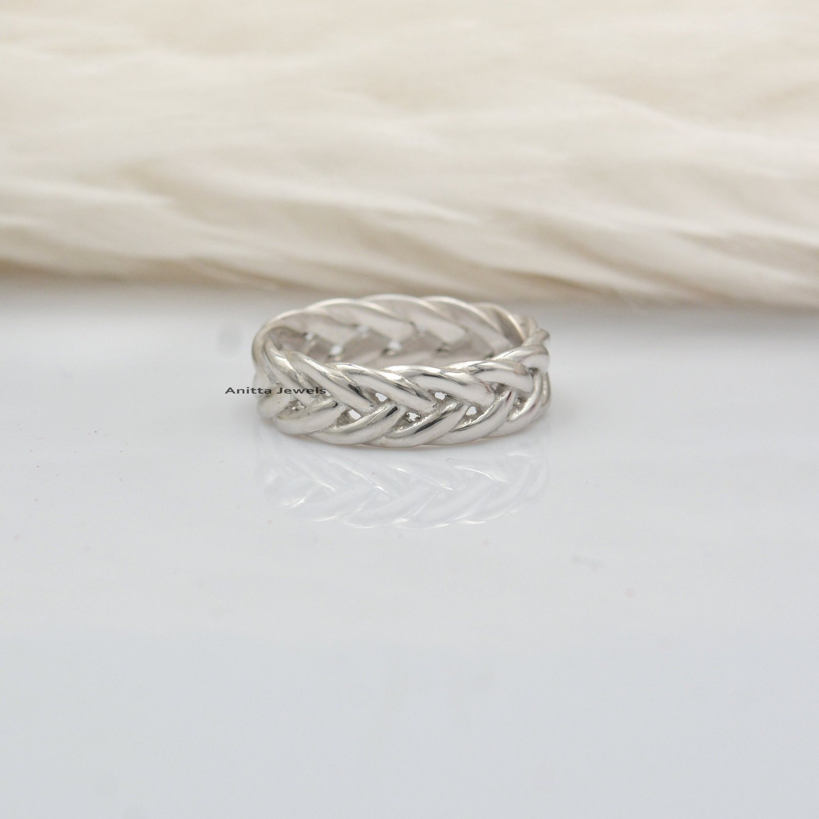 14k Gold Plated Braided Ring: Sterling Silver Weave Band - View 6 - Anitta Jewels | SKU: etsy_1044034908 14k Gold Plated Braided Ring: Sterling Silver Weave Band - View 6 - Anitta Jewels | SKU: etsy_1044034908