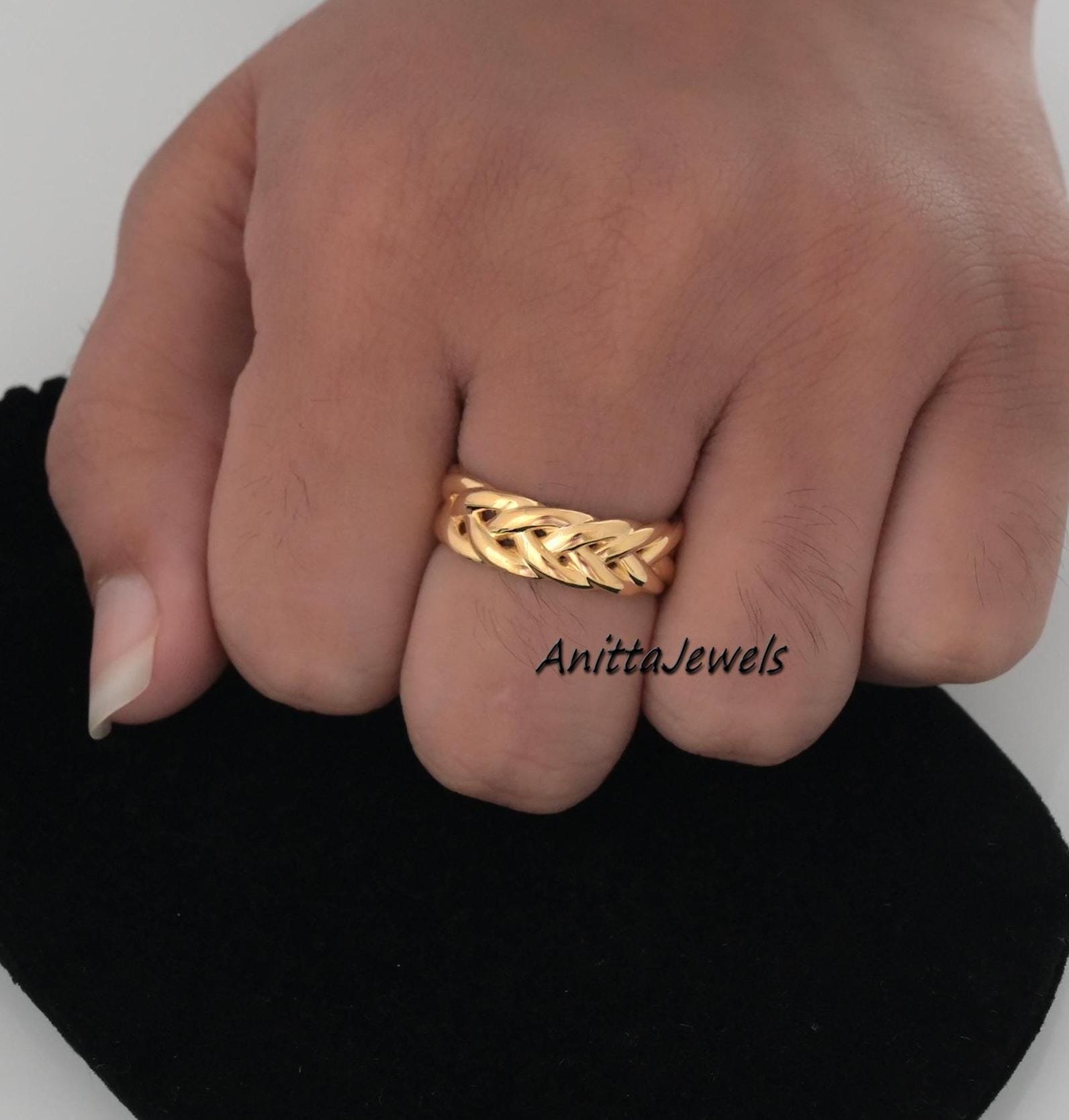 14k Gold Plated Braided Ring: Sterling Silver Weave Band - View 7 - Anitta Jewels | SKU: etsy_1044034908 14k Gold Plated Braided Ring: Sterling Silver Weave Band - View 7 - Anitta Jewels | SKU: etsy_1044034908