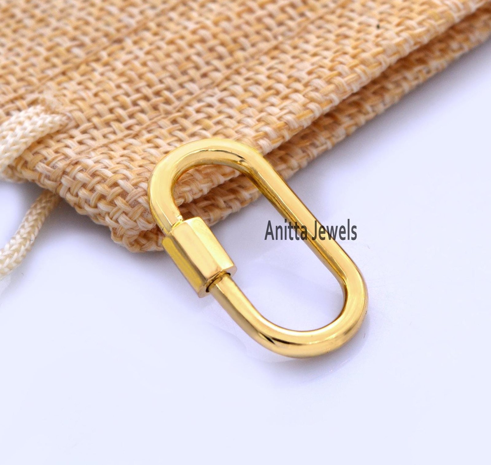 14k Gold Plated Carabiner Lock: Handmade 925 Silver Oval Jewelry - View 3 - Anitta Jewels | SKU: etsy_1511957997 14k Gold Plated Carabiner Lock: Handmade 925 Silver Oval Jewelry - View 3 - Anitta Jewels | SKU: etsy_1511957997