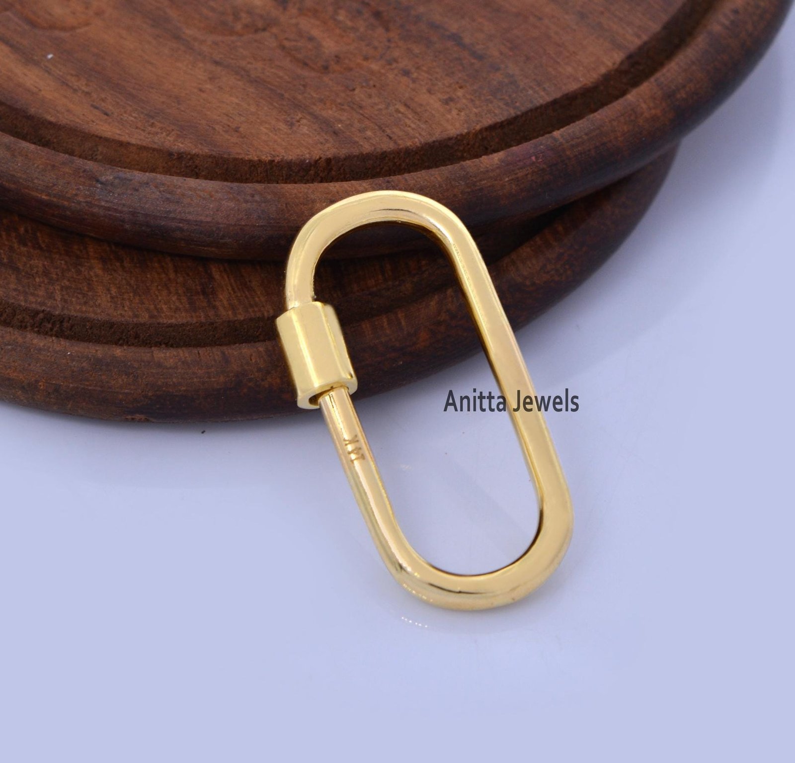 14k Gold Plated Carabiner Lock: Handmade 925 Silver Oval Jewelry - View 4 - Anitta Jewels | SKU: etsy_1511957997 14k Gold Plated Carabiner Lock: Handmade 925 Silver Oval Jewelry - View 4 - Anitta Jewels | SKU: etsy_1511957997