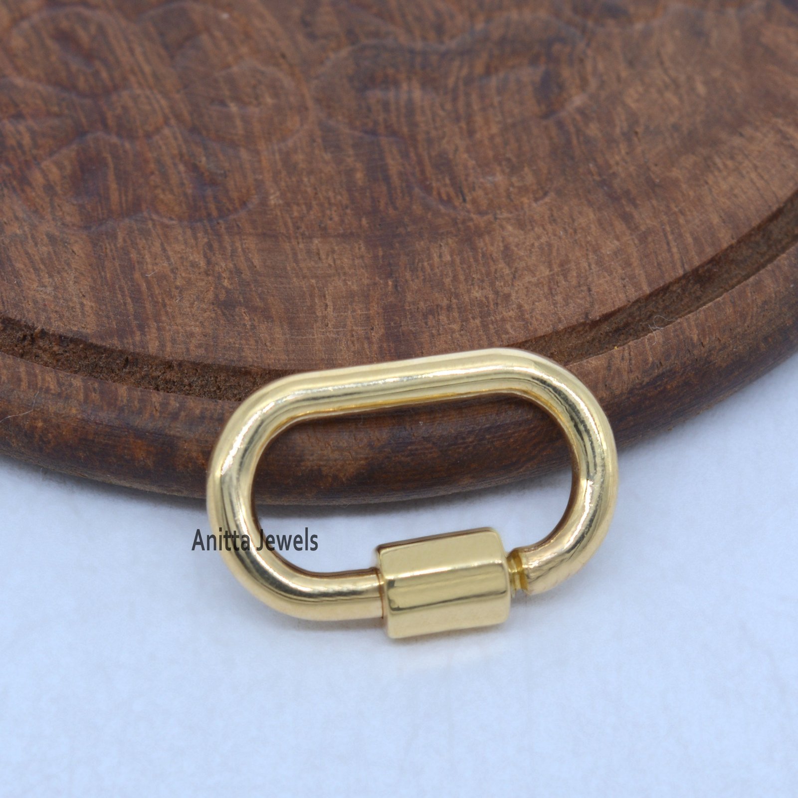 14k Gold Plated Carabiner Lock: Handmade 925 Silver Oval Jewelry - View 7 - Anitta Jewels | SKU: etsy_1511957997 14k Gold Plated Carabiner Lock: Handmade 925 Silver Oval Jewelry - View 7 - Anitta Jewels | SKU: etsy_1511957997