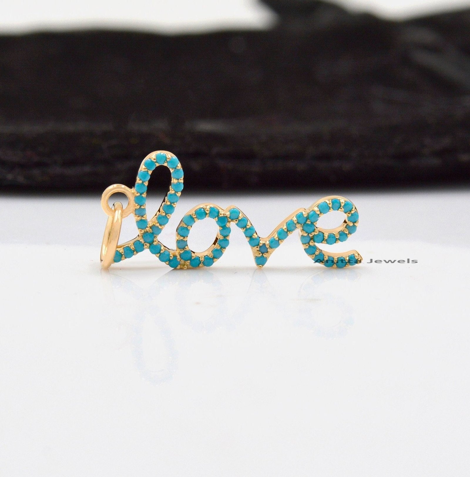 14K Gold Plated Love Pendant: Silver Diamond Charm - View 2 - Anitta Jewels | SKU: etsy_1062220217 14K Gold Plated Love Pendant: Silver Diamond Charm - View 2 - Anitta Jewels | SKU: etsy_1062220217