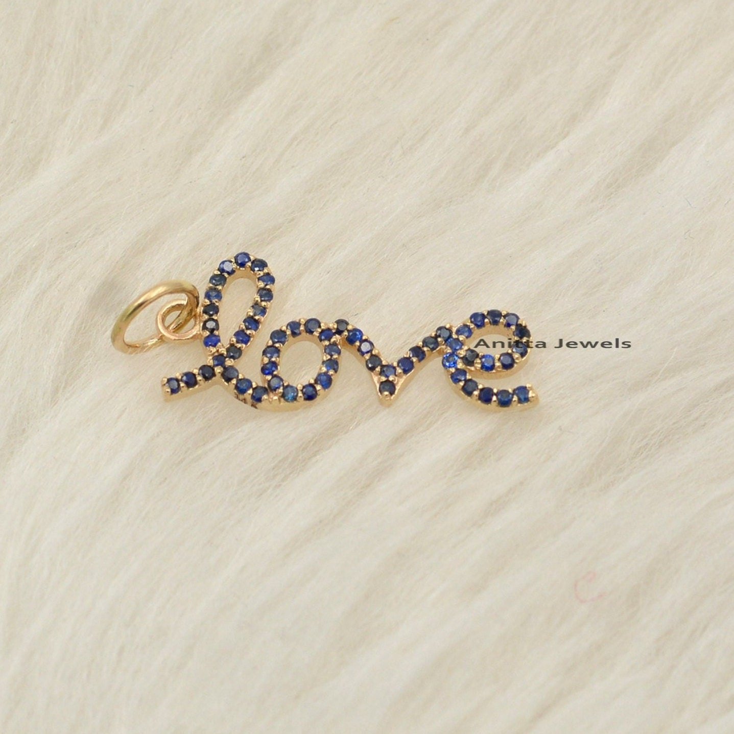 14K Gold Plated Love Pendant: Silver Diamond Charm - View 3 - Anitta Jewels | SKU: etsy_1062220217 14K Gold Plated Love Pendant: Silver Diamond Charm - View 3 - Anitta Jewels | SKU: etsy_1062220217