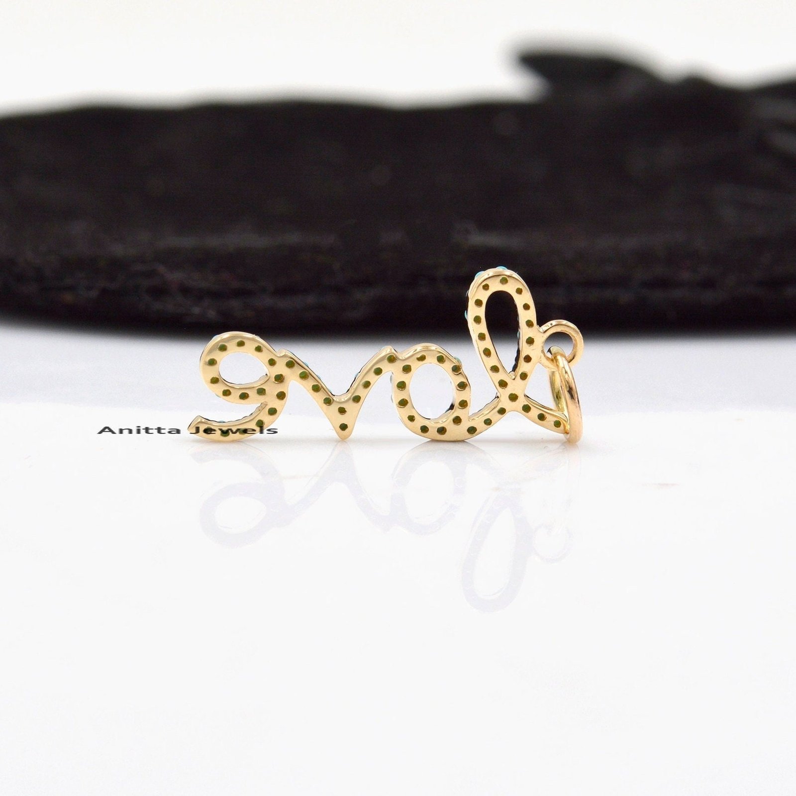 14K Gold Plated Love Pendant: Silver Diamond Charm - View 4 - Anitta Jewels | SKU: etsy_1062220217 14K Gold Plated Love Pendant: Silver Diamond Charm - View 4 - Anitta Jewels | SKU: etsy_1062220217