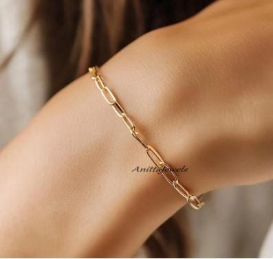14K Gold Plated Paperclip Bracelet: Sterling Silver Layering Bracelet - View 2 - Anitta Jewels | SKU: etsy_1788777189 14K Gold Plated Paperclip Bracelet: Sterling Silver Layering Bracelet - View 2 - Anitta Jewels | SKU: etsy_1788777189