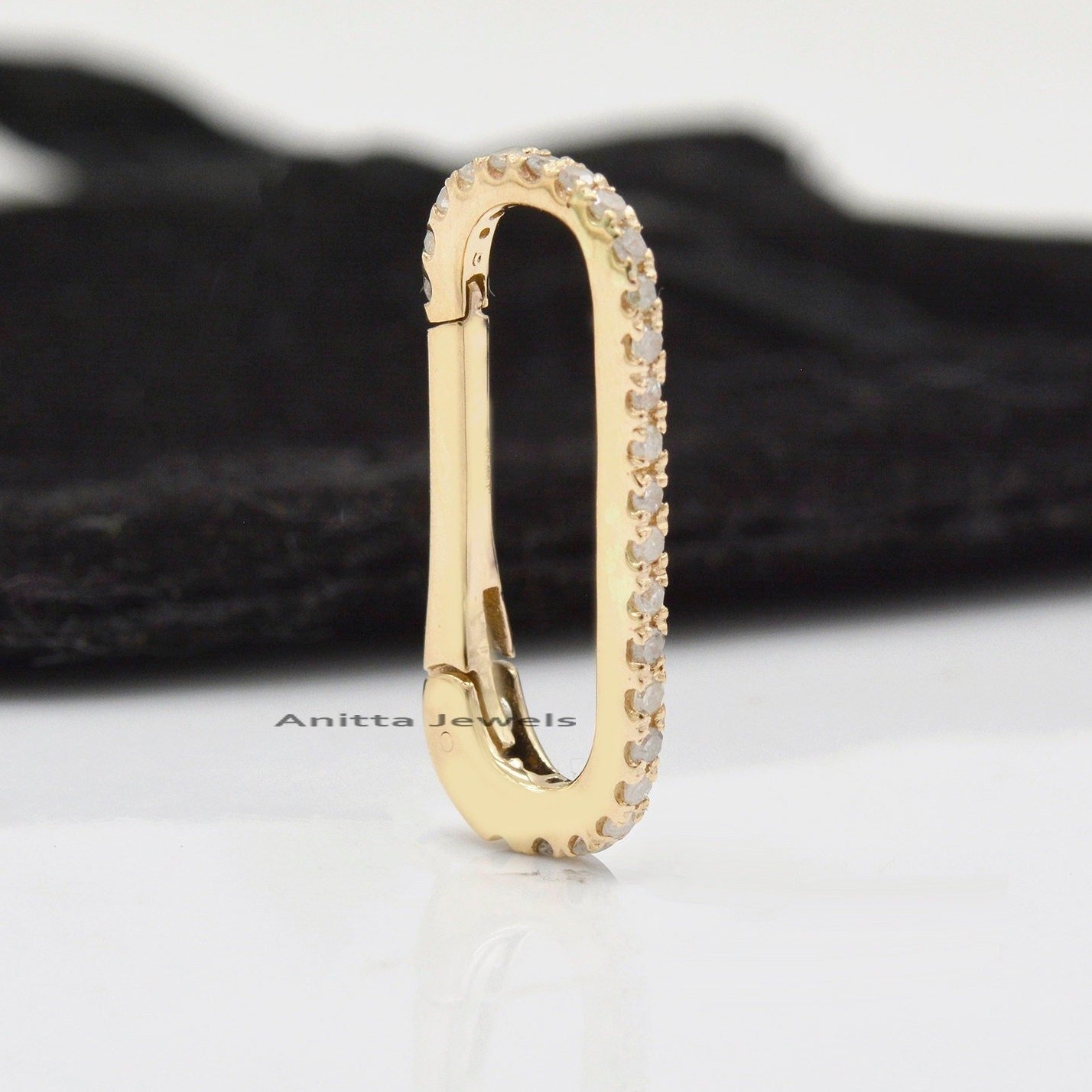 14k Gold Plated Silver Enhancer Lock: Oval Snap Push Lock (25x10 MM) - View 2 - Anitta Jewels | SKU: etsy_780971535 14k Gold Plated Silver Enhancer Lock: Oval Snap Push Lock (25x10 MM) - View 2 - Anitta Jewels | SKU: etsy_780971535