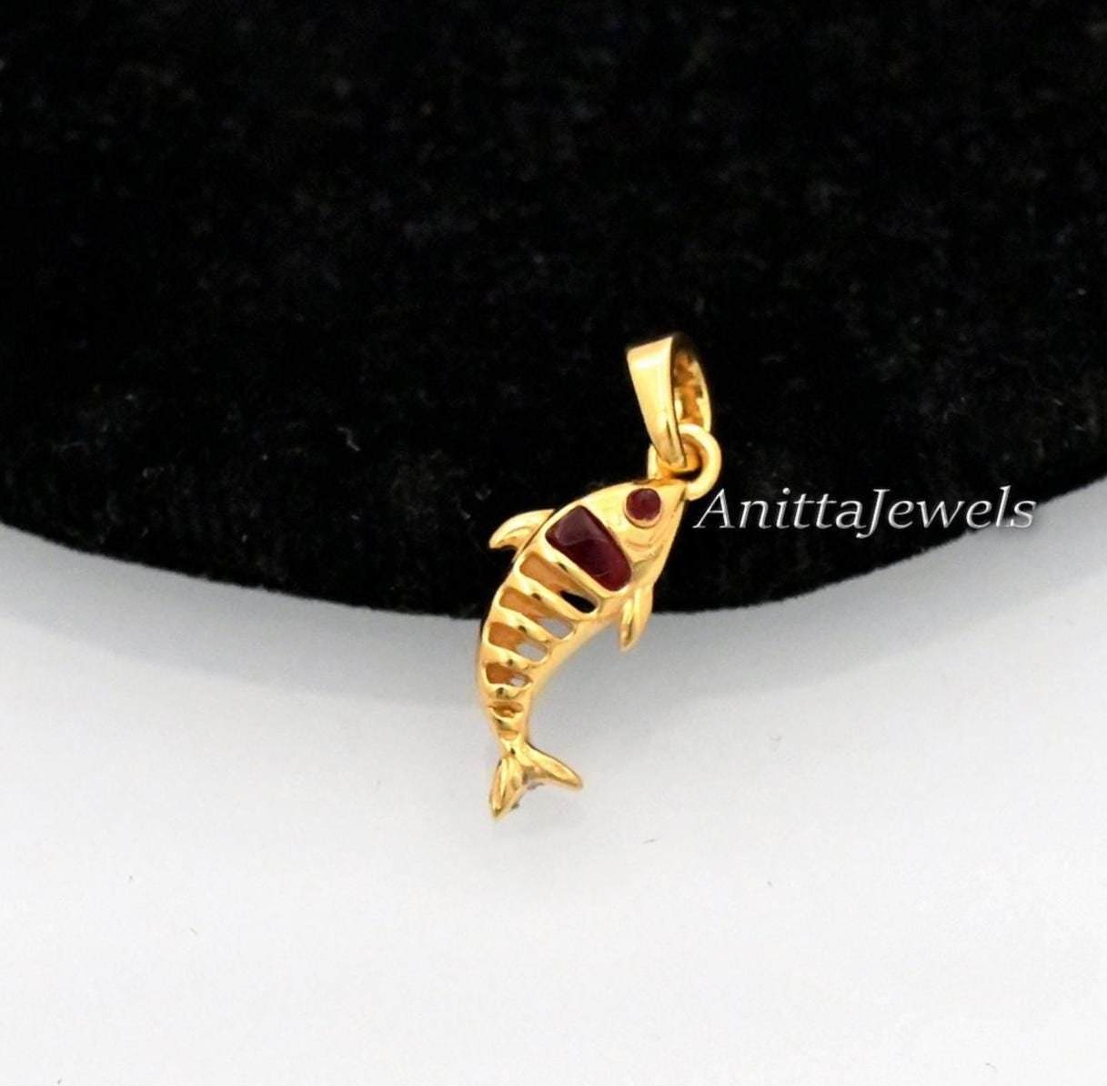 14K Gold Rhodolite Garnet Fish Pendant: Solid Gold Gemstone Necklace - Anitta Jewels | SKU: etsy_1885281100 14K Gold Rhodolite Garnet Fish Pendant: Solid Gold Gemstone Necklace - Anitta Jewels | SKU: etsy_1885281100