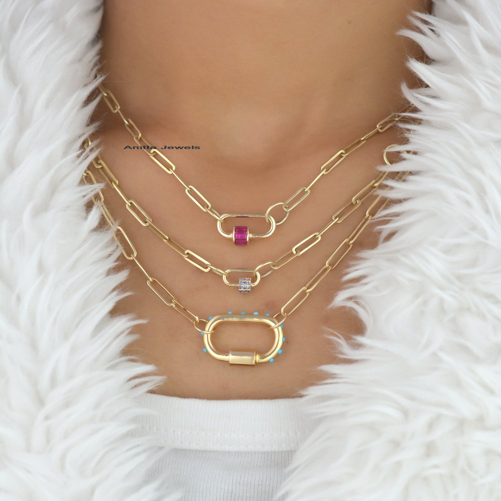 14K Gold Ruby Carabiner Lock: Handmade Charm Pendant (12x6 MM) - View 5 - Anitta Jewels | SKU: etsy_1026128676 14K Gold Ruby Carabiner Lock: Handmade Charm Pendant (12x6 MM) - View 5 - Anitta Jewels | SKU: etsy_1026128676