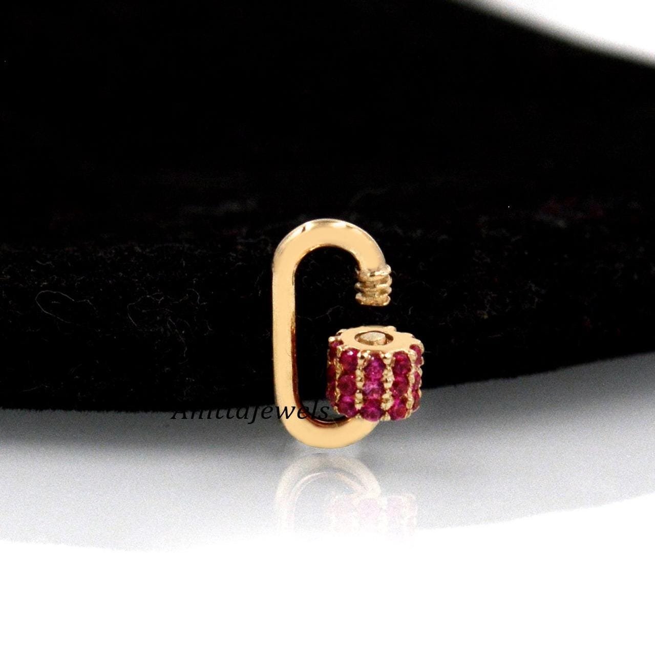 14K Gold Ruby Carabiner Lock: Handmade Charm Pendant (12x6 MM) - View 6 - Anitta Jewels | SKU: etsy_1026128676 14K Gold Ruby Carabiner Lock: Handmade Charm Pendant (12x6 MM) - View 6 - Anitta Jewels | SKU: etsy_1026128676