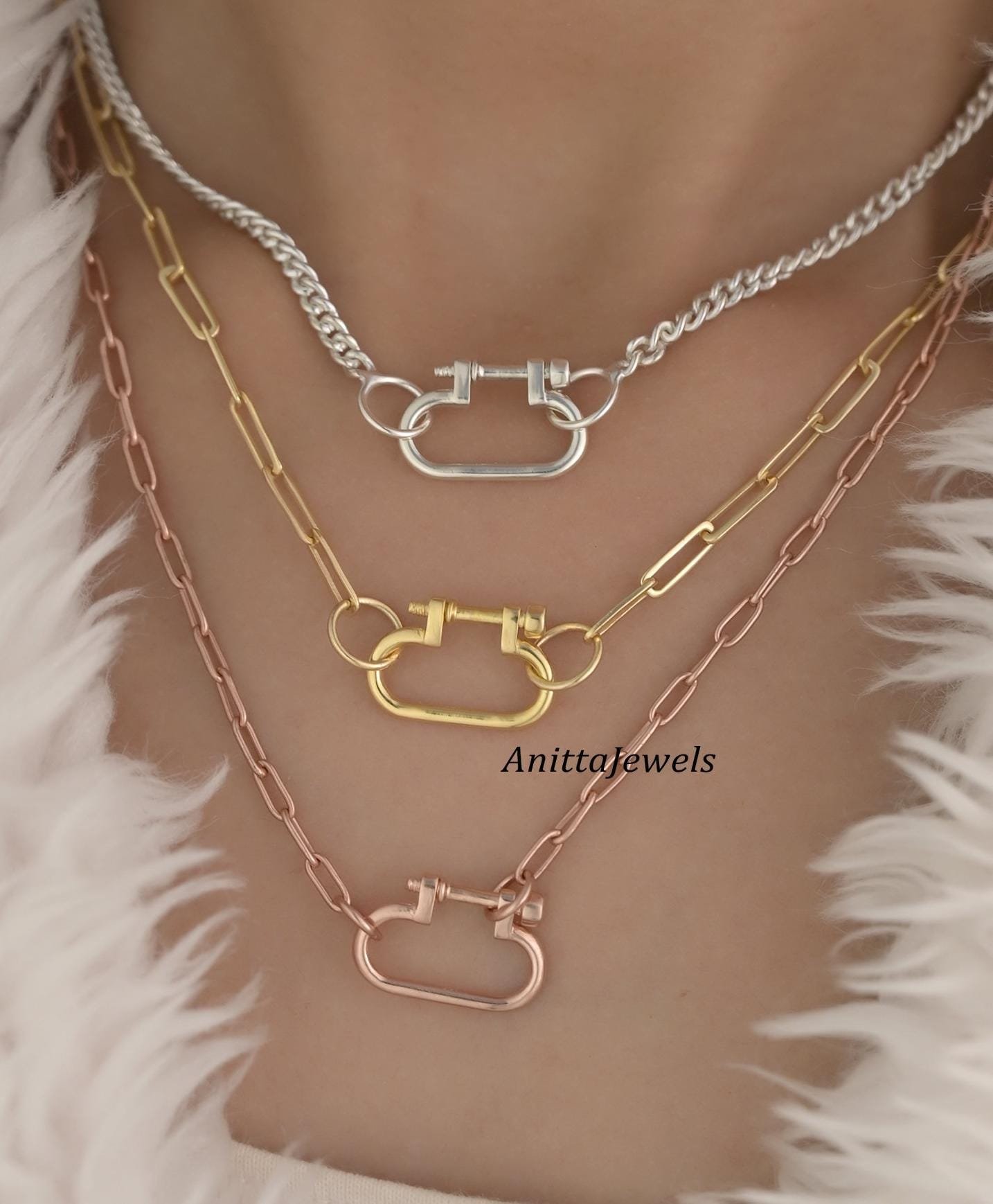 14K Gold Shackle Lock: Handmade Connector Pendant (20MM) - Anitta Jewels | SKU: etsy_945229845 14K Gold Shackle Lock: Handmade Connector Pendant (20MM) - Anitta Jewels | SKU: etsy_945229845