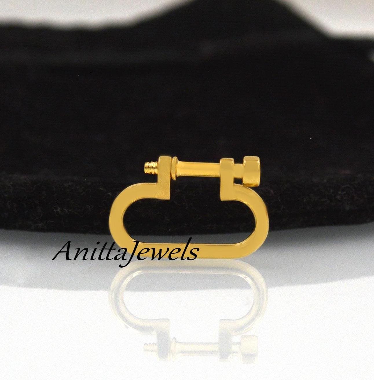 14K Gold Shackle Lock: Handmade Connector Pendant (20MM) - View 2 - Anitta Jewels | SKU: etsy_945229845 14K Gold Shackle Lock: Handmade Connector Pendant (20MM) - View 2 - Anitta Jewels | SKU: etsy_945229845