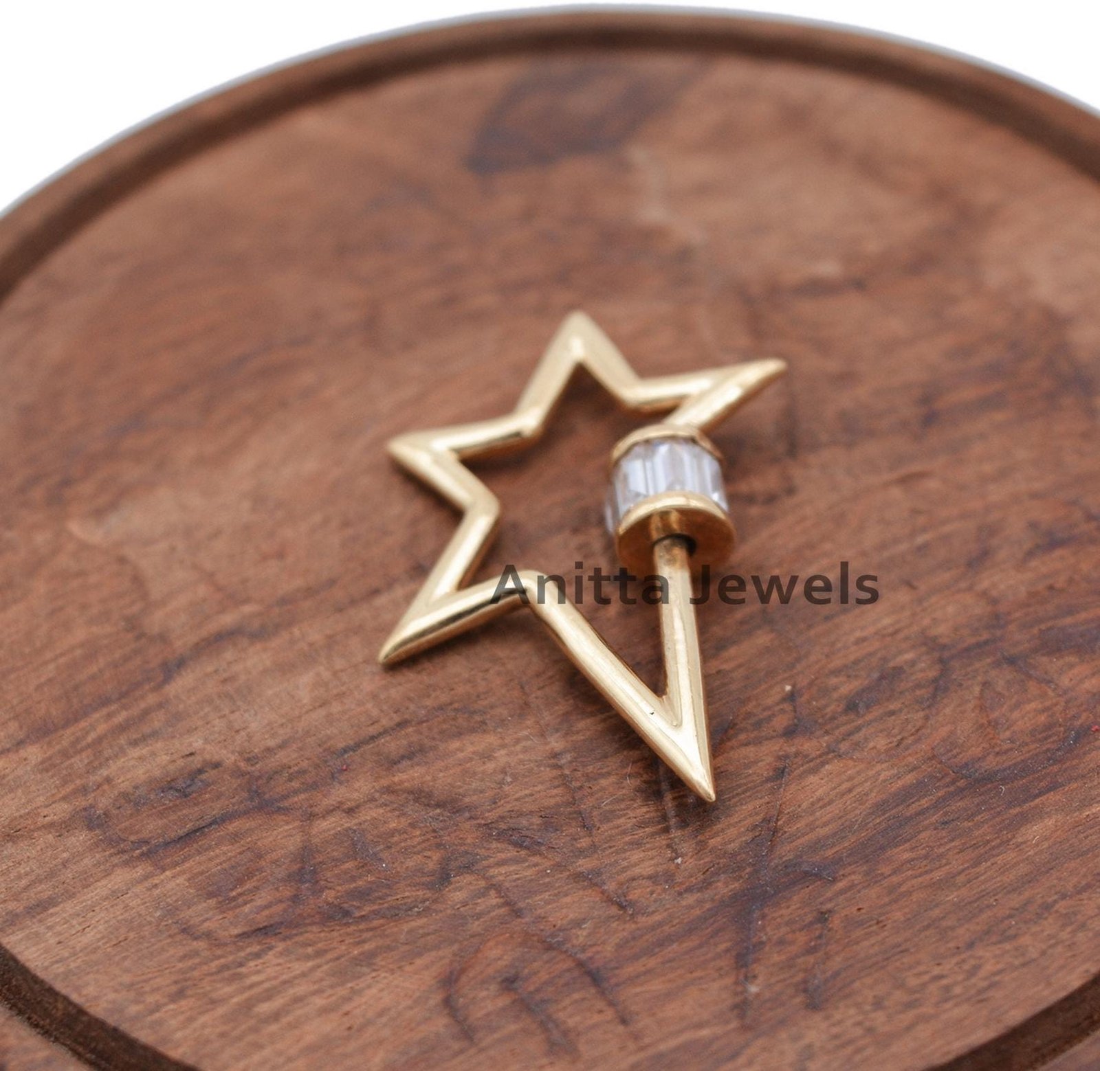 14k Gold Star Carabiner Lock: Topaz Baguette Necklace Jewelry - View 4 - Anitta Jewels | SKU: etsy_1051352279 14k Gold Star Carabiner Lock: Topaz Baguette Necklace Jewelry - View 4 - Anitta Jewels | SKU: etsy_1051352279