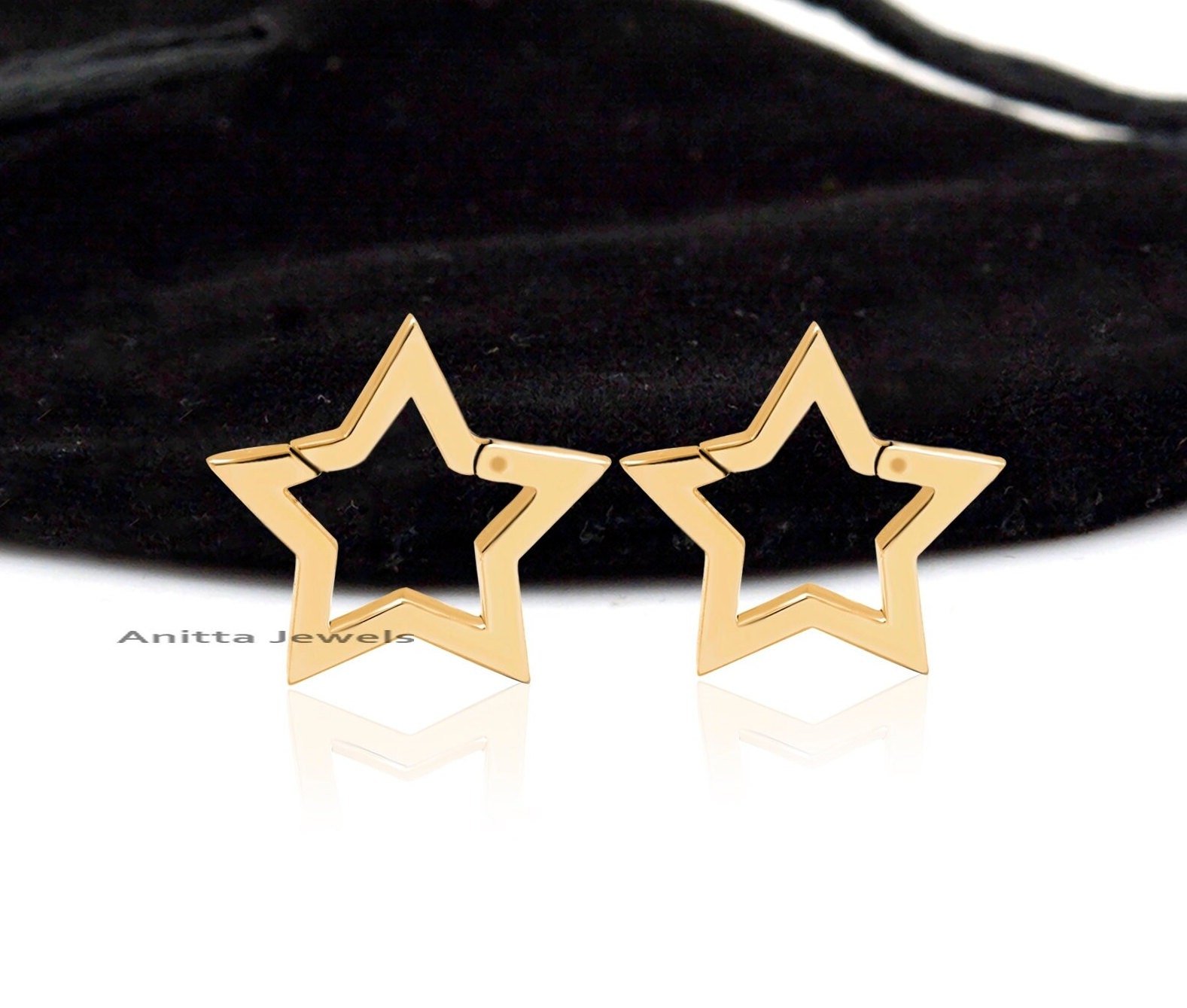 14K Gold Star Charm Enhancer: Handmade Push Clasp Link - Anitta Jewels | SKU: etsy_1694933514 14K Gold Star Charm Enhancer: Handmade Push Clasp Link - Anitta Jewels | SKU: etsy_1694933514