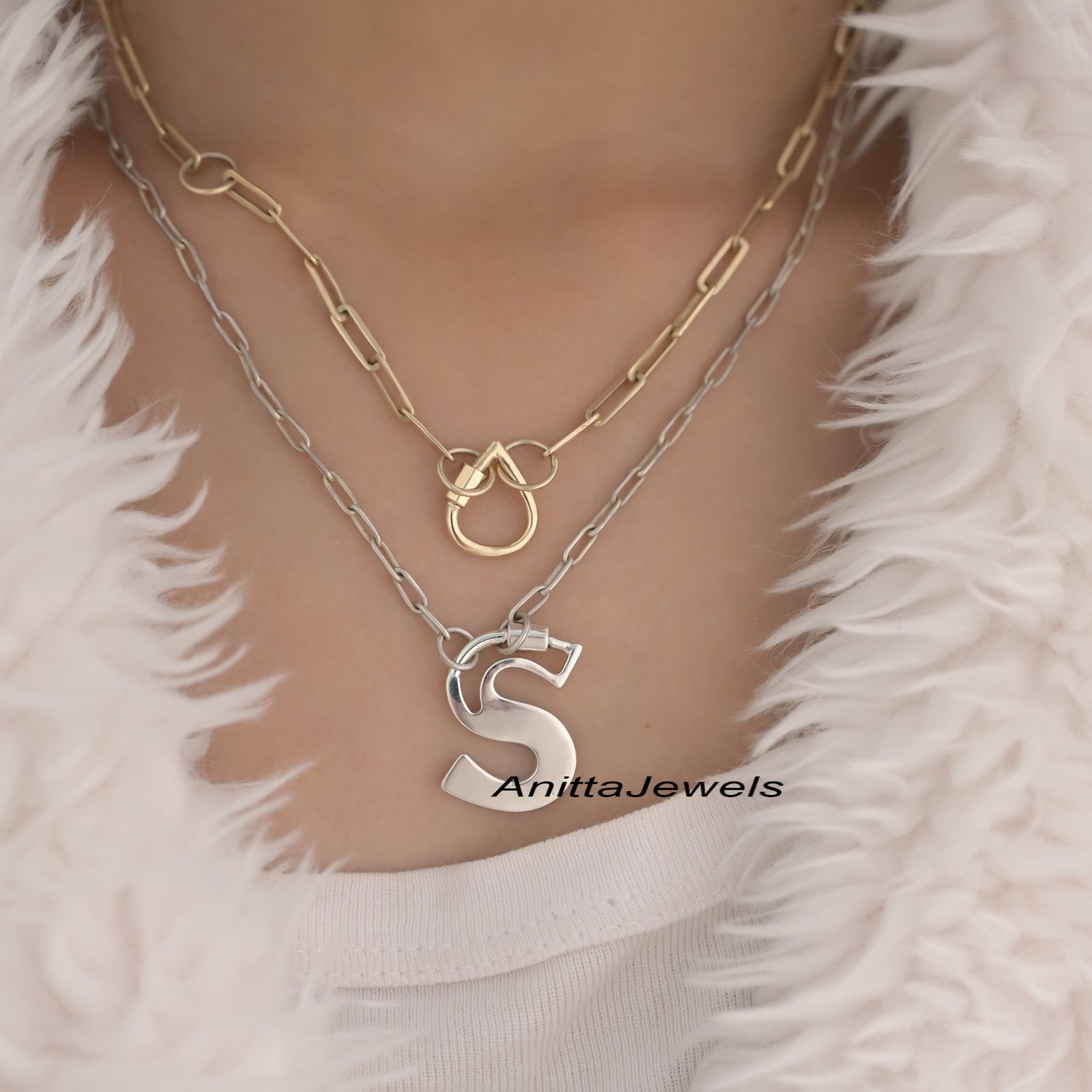 14K Gold Teardrop Carabiner Clasp: Handmade Charm Pendant (16mm) - View 3 - Anitta Jewels | SKU: etsy_1217209132 14K Gold Teardrop Carabiner Clasp: Handmade Charm Pendant (16mm) - View 3 - Anitta Jewels | SKU: etsy_1217209132