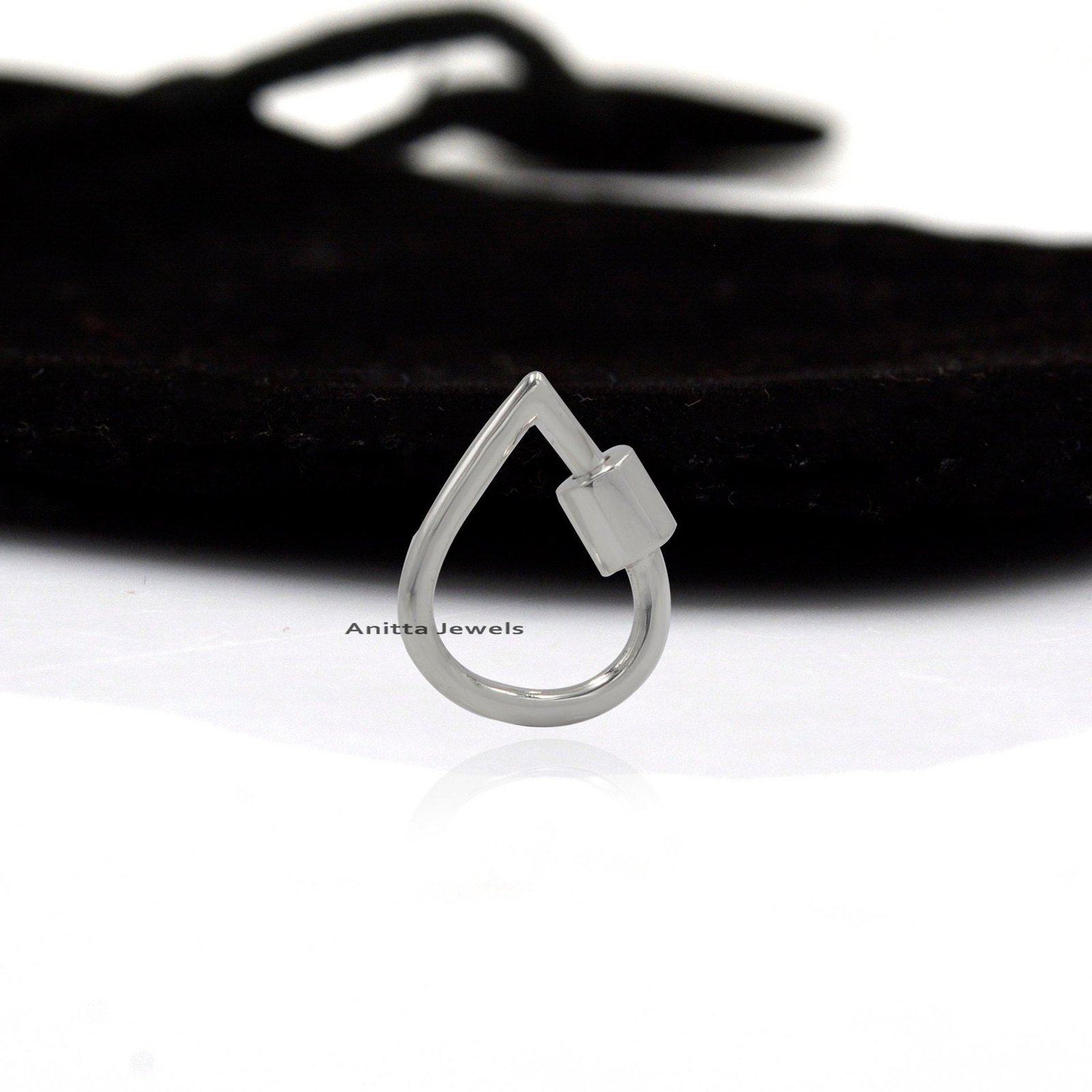 14K Gold Teardrop Carabiner Clasp: Handmade Charm Pendant (16mm) - View 4 - Anitta Jewels | SKU: etsy_1217209132 14K Gold Teardrop Carabiner Clasp: Handmade Charm Pendant (16mm) - View 4 - Anitta Jewels | SKU: etsy_1217209132