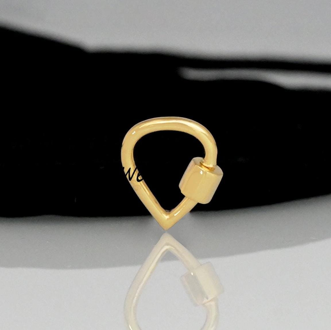 14K Gold Teardrop Carabiner Clasp: Handmade Charm Pendant (16mm) - View 7 - Anitta Jewels | SKU: etsy_1217209132 14K Gold Teardrop Carabiner Clasp: Handmade Charm Pendant (16mm) - View 7 - Anitta Jewels | SKU: etsy_1217209132