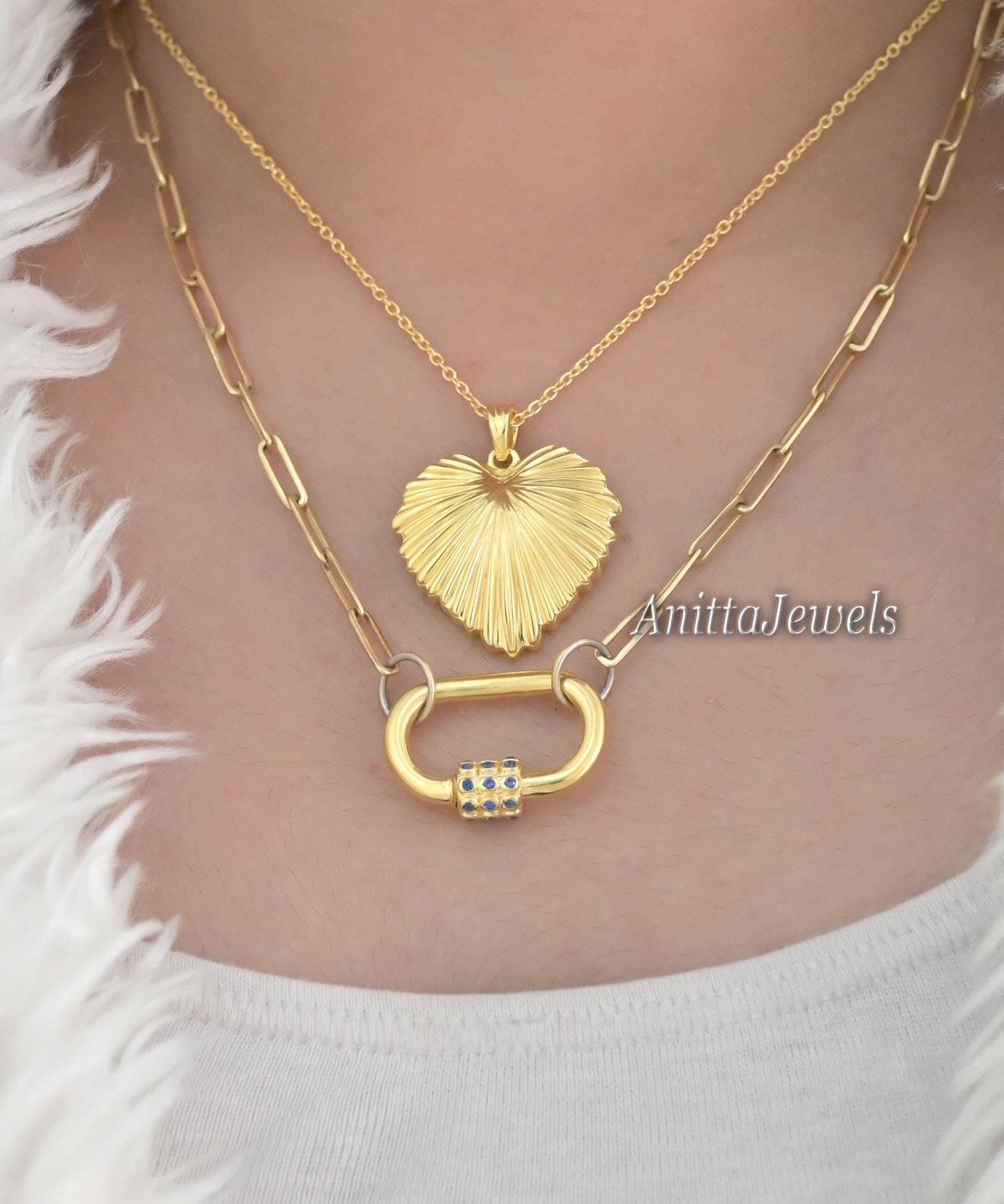 14K Gold Turquoise Carabiner Lock: Handmade Jewelry Clasp - View 5 - Anitta Jewels | SKU: etsy_922507469 14K Gold Turquoise Carabiner Lock: Handmade Jewelry Clasp - View 5 - Anitta Jewels | SKU: etsy_922507469