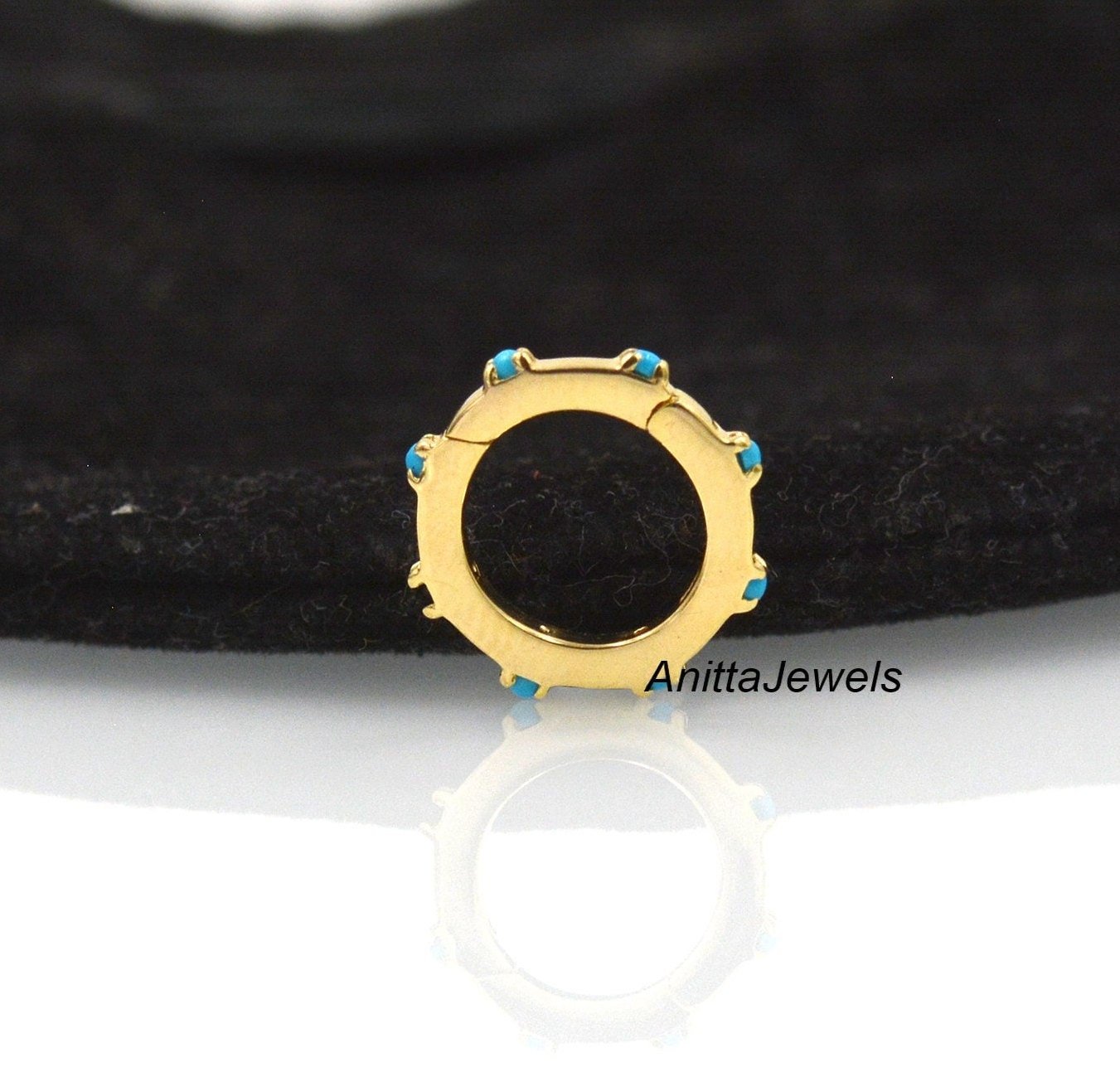 14k Gold Turquoise Round Charm Enhancer Lock (12 MM) - Anitta Jewels | SKU: etsy_1047660674 14k Gold Turquoise Round Charm Enhancer Lock (12 MM) - Anitta Jewels | SKU: etsy_1047660674