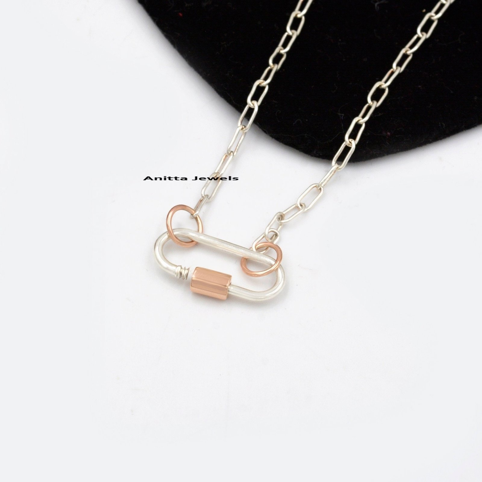 14k Gold Two Tone Carabiner Lock: Handmade Jewelry Clasp - View 4 - Anitta Jewels | SKU: etsy_767928439 14k Gold Two Tone Carabiner Lock: Handmade Jewelry Clasp - View 4 - Anitta Jewels | SKU: etsy_767928439