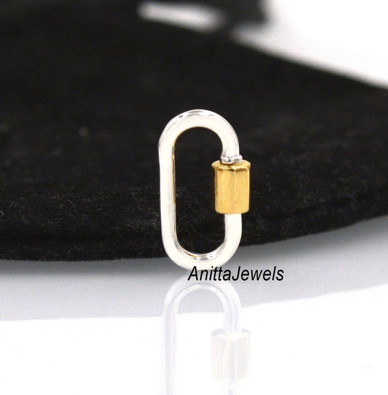 14k Gold Two Tone Carabiner Lock: Handmade Jewelry Clasp - View 6 - Anitta Jewels | SKU: etsy_767928439 14k Gold Two Tone Carabiner Lock: Handmade Jewelry Clasp - View 6 - Anitta Jewels | SKU: etsy_767928439