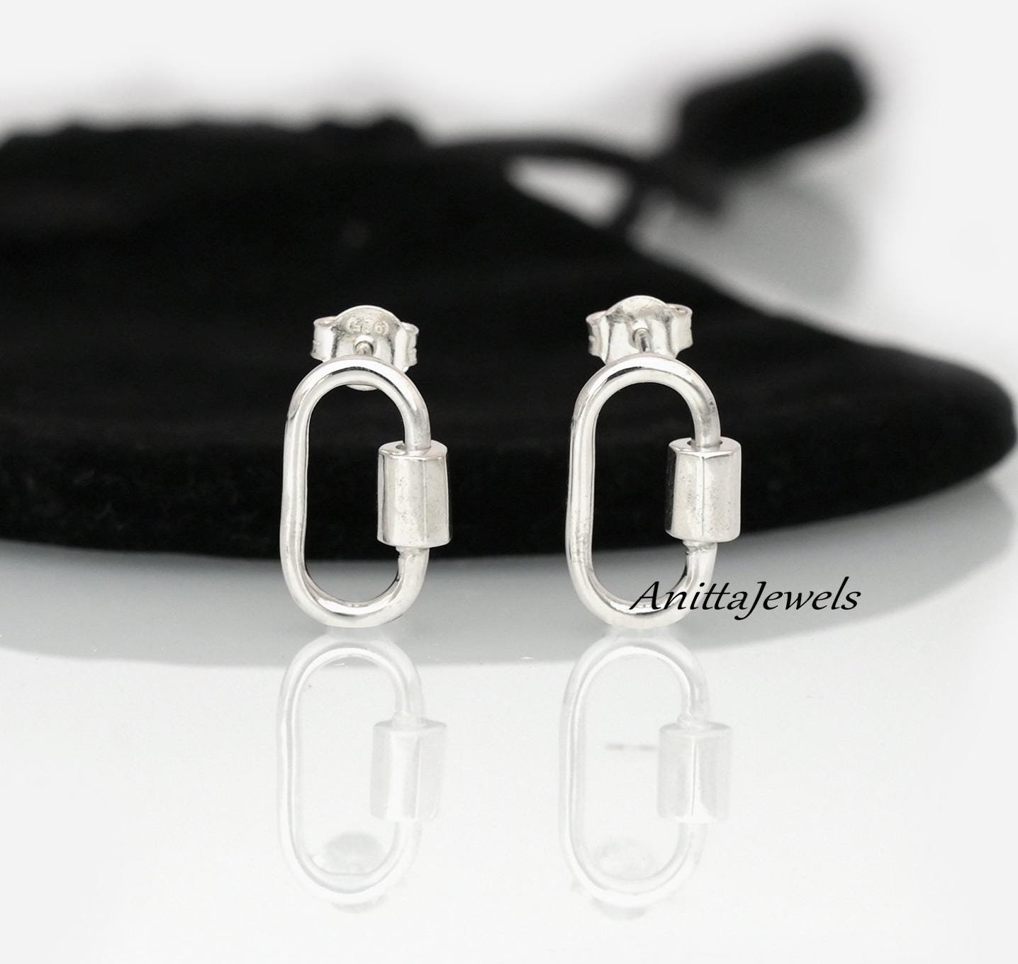 14K Solid Gold Carabiner Lock Earrings: Designer Style - View 4 - Anitta Jewels | SKU: etsy_1709150705 14K Solid Gold Carabiner Lock Earrings: Designer Style - View 4 - Anitta Jewels | SKU: etsy_1709150705