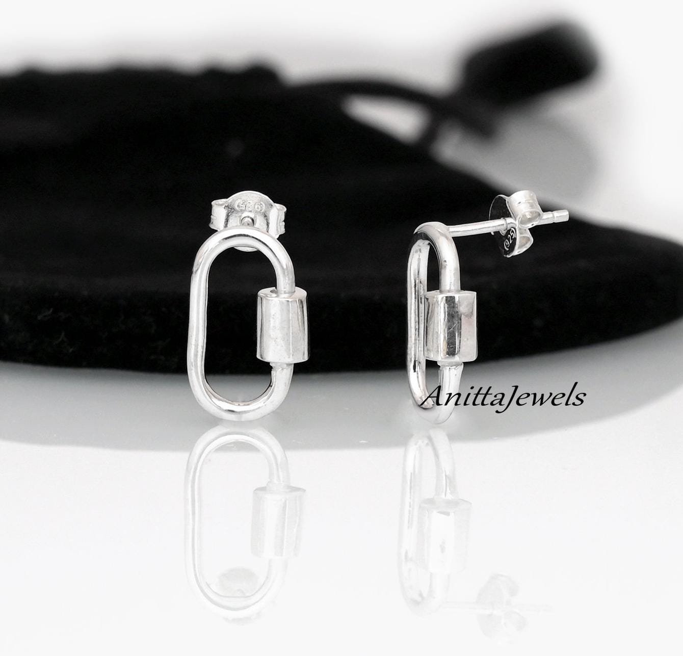 14K Solid Gold Carabiner Lock Earrings: Designer Style - View 5 - Anitta Jewels | SKU: etsy_1709150705 14K Solid Gold Carabiner Lock Earrings: Designer Style - View 5 - Anitta Jewels | SKU: etsy_1709150705
