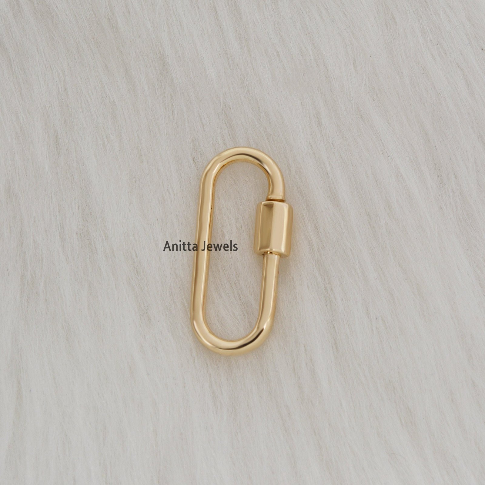 14K Solid Gold Carabiner Lock: Handmade Diamond Pendant (25MM) - View 2 - Anitta Jewels | SKU: etsy_982724965 14K Solid Gold Carabiner Lock: Handmade Diamond Pendant (25MM) - View 2 - Anitta Jewels | SKU: etsy_982724965