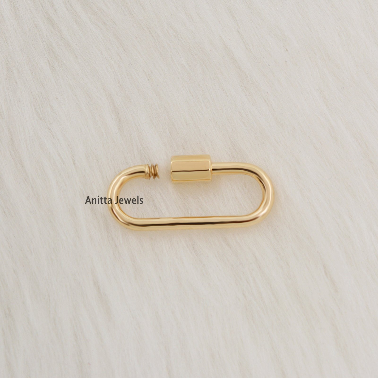14K Solid Gold Carabiner Lock: Handmade Diamond Pendant (25MM) - View 3 - Anitta Jewels | SKU: etsy_982724965 14K Solid Gold Carabiner Lock: Handmade Diamond Pendant (25MM) - View 3 - Anitta Jewels | SKU: etsy_982724965