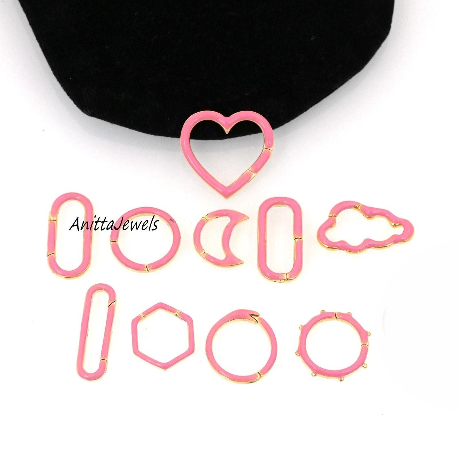 14K Solid Gold Enamel Enhancer Lock: Handmade Charm Holder - Anitta Jewels | SKU: etsy_1811818593 14K Solid Gold Enamel Enhancer Lock: Handmade Charm Holder - Anitta Jewels | SKU: etsy_1811818593