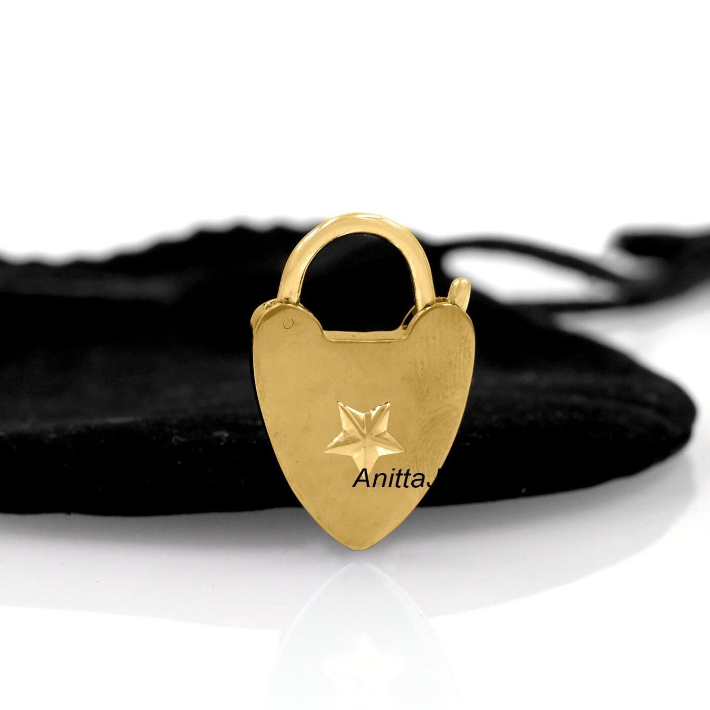 14K Solid Gold Heart Padlock Connector: Openable Pendant Jewelry - Anitta Jewels | SKU: etsy_1096811244 14K Solid Gold Heart Padlock Connector: Openable Pendant Jewelry - Anitta Jewels | SKU: etsy_1096811244