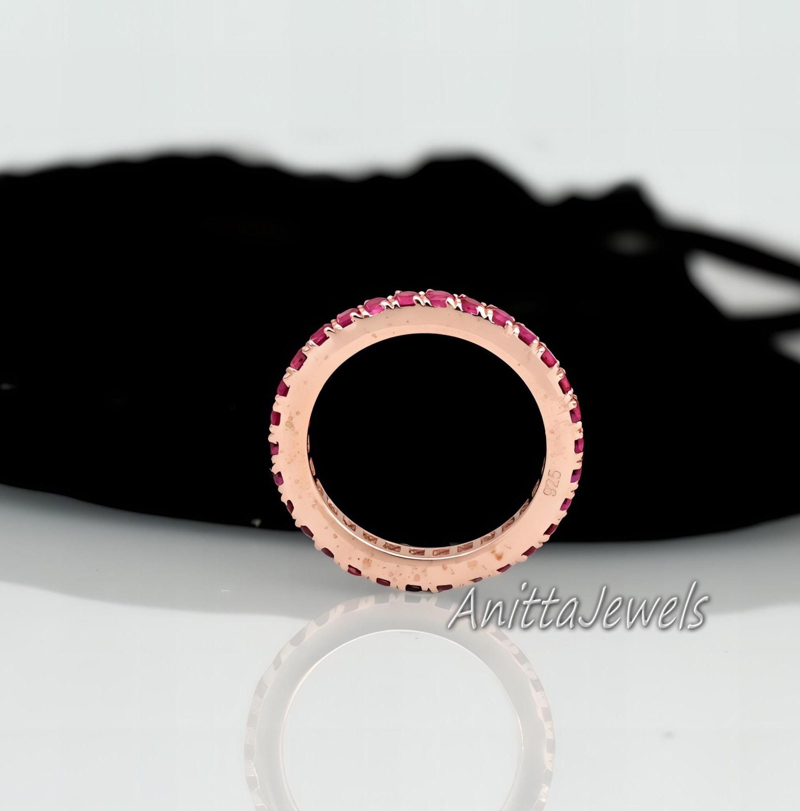 14k Solid Gold Ruby Eternity Band: Dainty Stacking Ring - View 2 - Anitta Jewels | SKU: etsy_1692228224 14k Solid Gold Ruby Eternity Band: Dainty Stacking Ring - View 2 - Anitta Jewels | SKU: etsy_1692228224