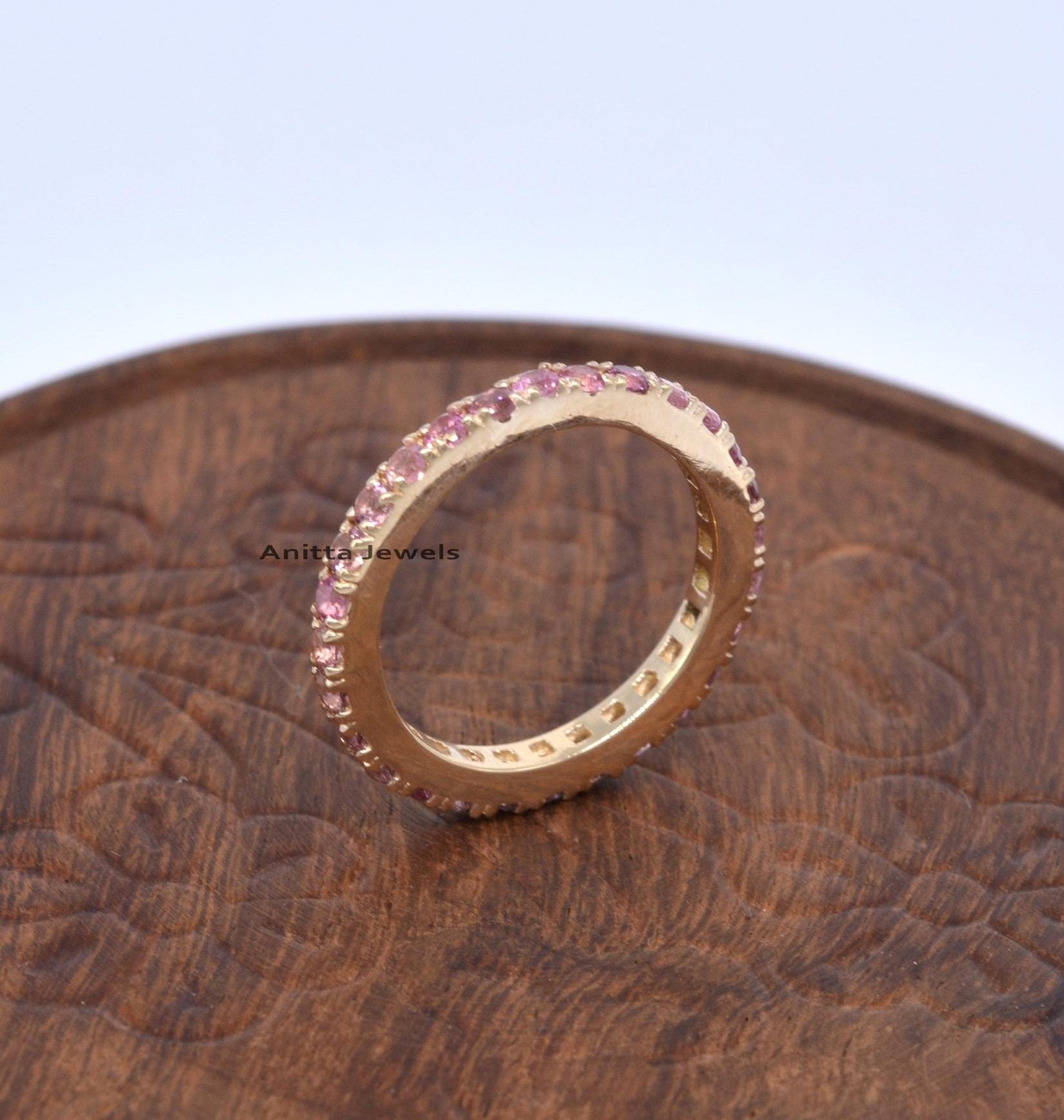 14k Solid Gold Ruby Eternity Band: Dainty Stacking Ring - View 3 - Anitta Jewels | SKU: etsy_1692228224 14k Solid Gold Ruby Eternity Band: Dainty Stacking Ring - View 3 - Anitta Jewels | SKU: etsy_1692228224