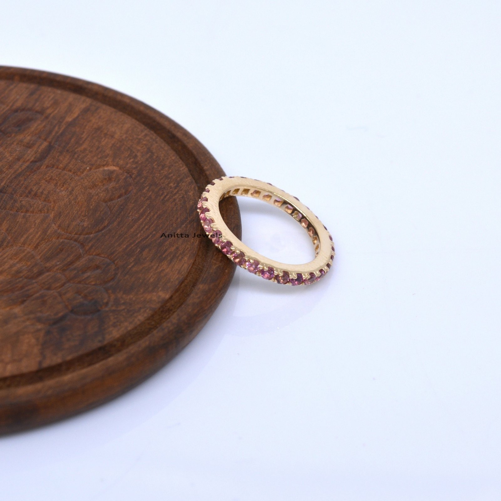 14k Solid Gold Ruby Eternity Band: Dainty Stacking Ring - View 4 - Anitta Jewels | SKU: etsy_1692228224 14k Solid Gold Ruby Eternity Band: Dainty Stacking Ring - View 4 - Anitta Jewels | SKU: etsy_1692228224
