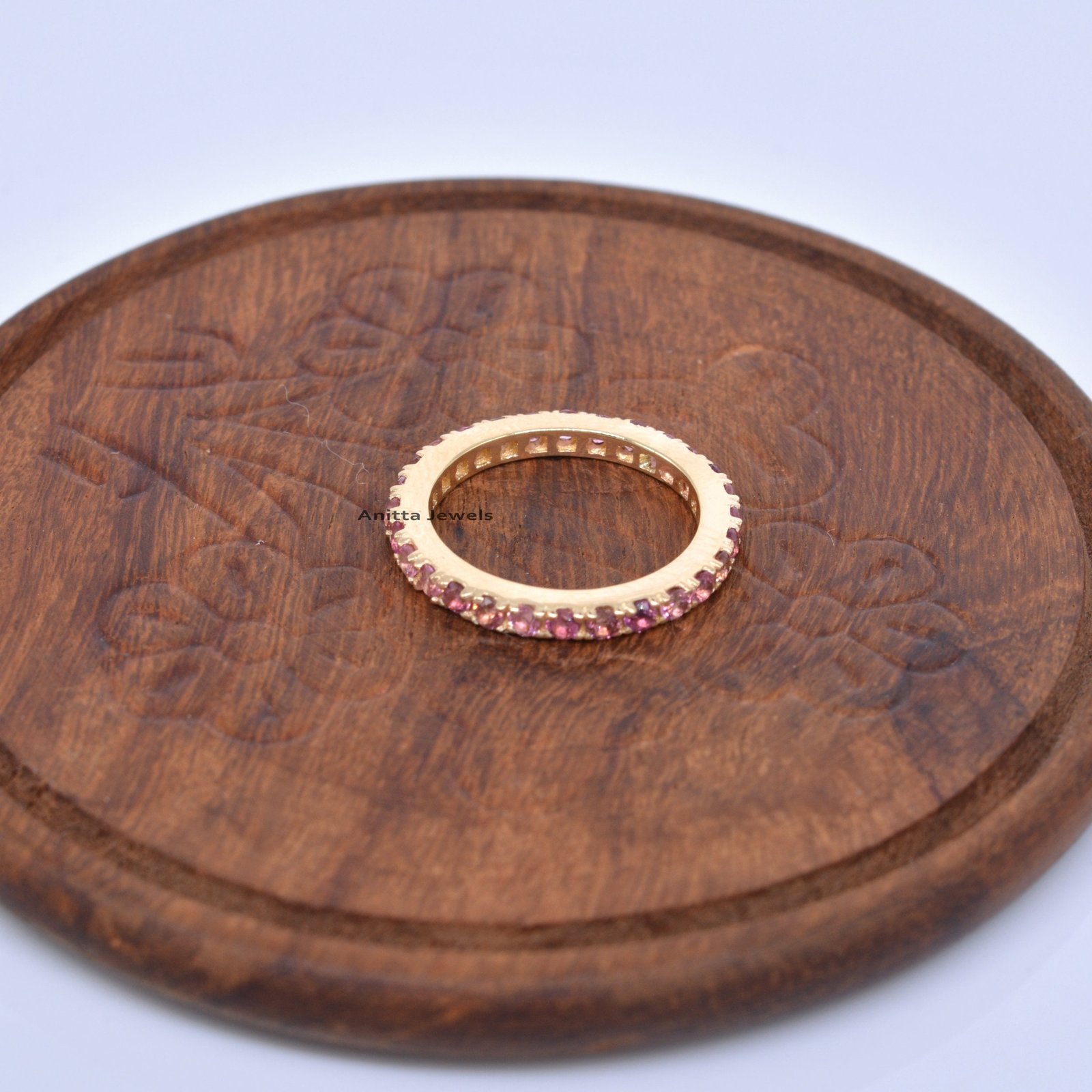 14k Solid Gold Ruby Eternity Band: Dainty Stacking Ring - View 5 - Anitta Jewels | SKU: etsy_1692228224 14k Solid Gold Ruby Eternity Band: Dainty Stacking Ring - View 5 - Anitta Jewels | SKU: etsy_1692228224