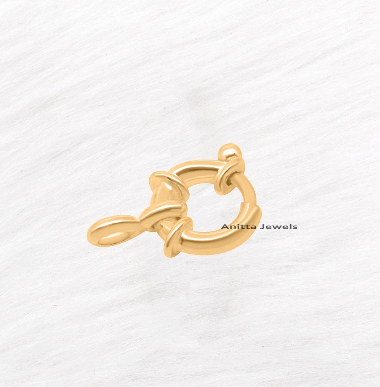 14k Solid Gold Spring Lock: Handmade Sailor's Clasp - View 2 - Anitta Jewels | SKU: etsy_1694924324 14k Solid Gold Spring Lock: Handmade Sailor's Clasp - View 2 - Anitta Jewels | SKU: etsy_1694924324
