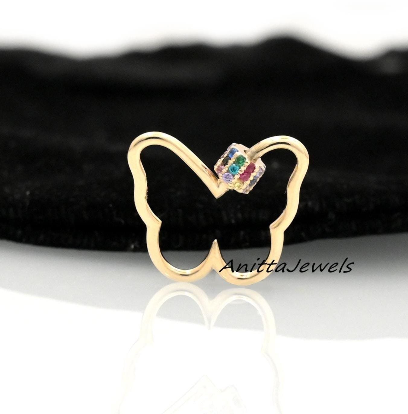 925 Silver Butterfly Carabiner Lock: Multi Sapphire Gemstone Pendant - Anitta Jewels | SKU: etsy_894345193 925 Silver Butterfly Carabiner Lock: Multi Sapphire Gemstone Pendant - Anitta Jewels | SKU: etsy_894345193
