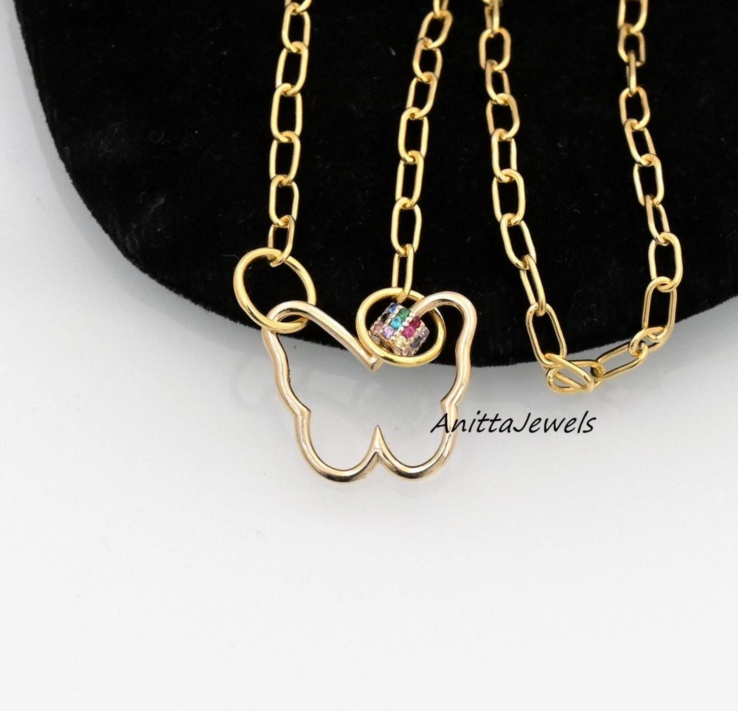 925 Silver Butterfly Carabiner Lock: Multi Sapphire Gemstone Pendant - View 4 - Anitta Jewels | SKU: etsy_894345193 925 Silver Butterfly Carabiner Lock: Multi Sapphire Gemstone Pendant - View 4 - Anitta Jewels | SKU: etsy_894345193