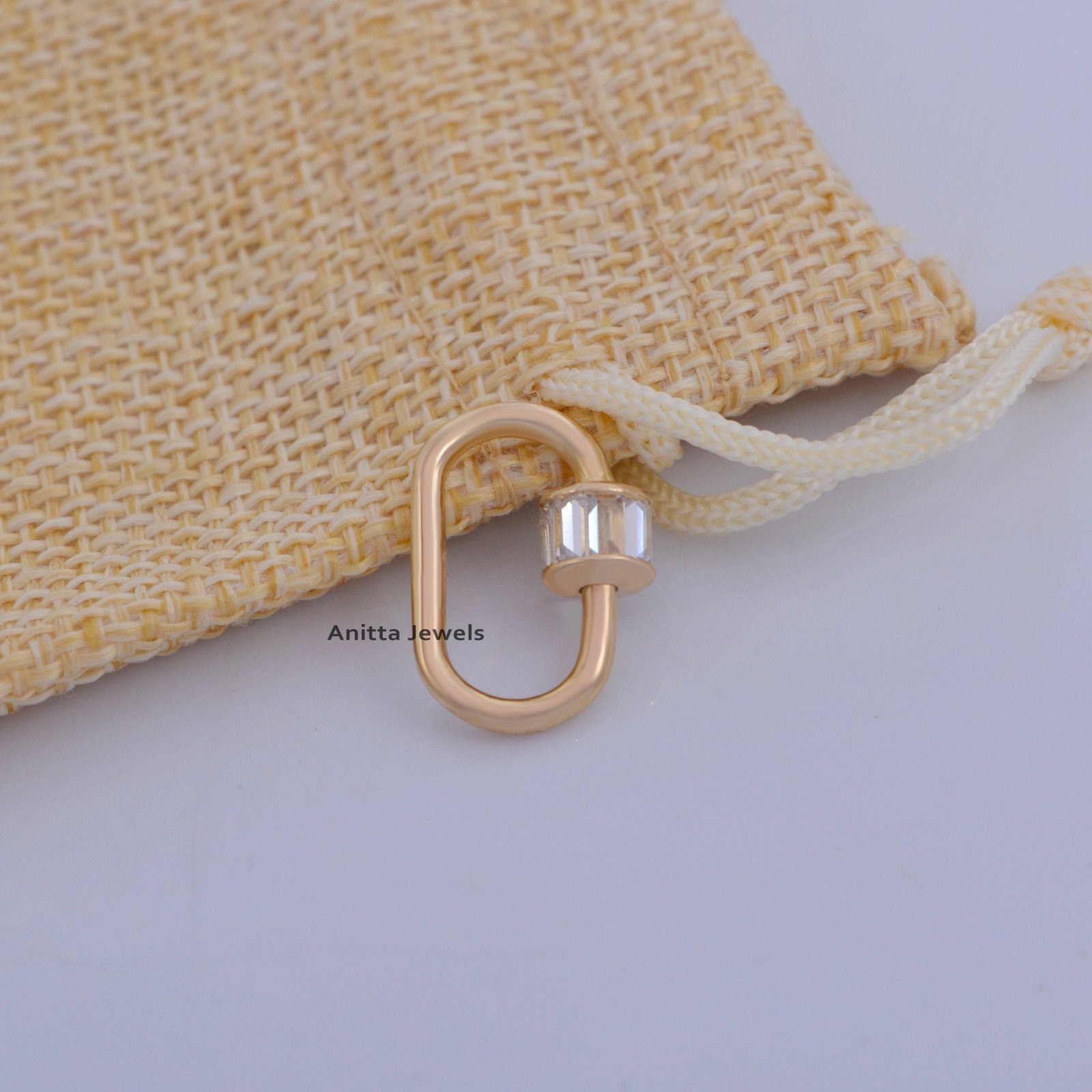 925 Silver Carabiner Lock with White Topaz Baguettes - View 4 - Anitta Jewels | SKU: etsy_1047705576 925 Silver Carabiner Lock with White Topaz Baguettes - View 4 - Anitta Jewels | SKU: etsy_1047705576