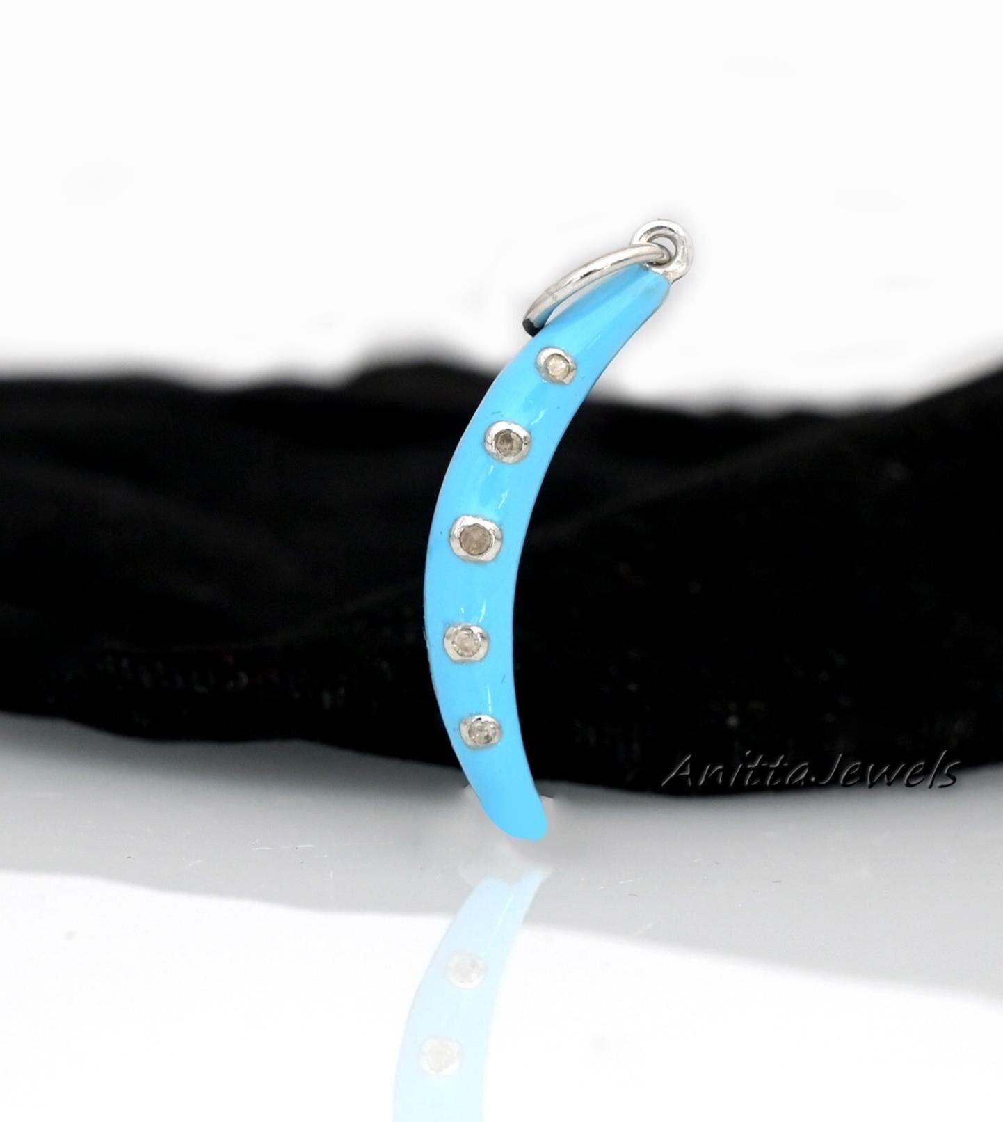 925 Silver Crescent Moon Pendant: Enamel Gemstone Half Moon - Anitta Jewels | SKU: etsy_1185273559 925 Silver Crescent Moon Pendant: Enamel Gemstone Half Moon - Anitta Jewels | SKU: etsy_1185273559