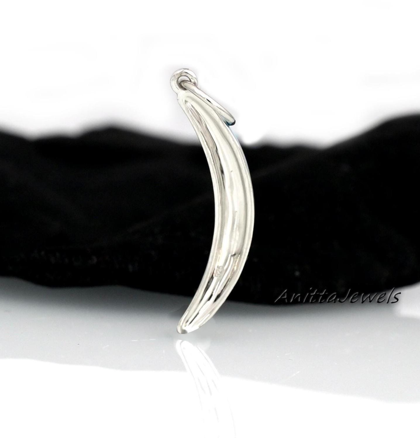 925 Silver Crescent Moon Pendant: Enamel Gemstone Half Moon - View 3 - Anitta Jewels | SKU: etsy_1185273559 925 Silver Crescent Moon Pendant: Enamel Gemstone Half Moon - View 3 - Anitta Jewels | SKU: etsy_1185273559