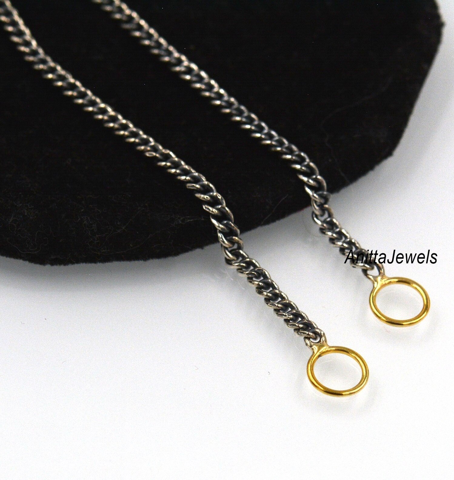 925 Silver Curb Chain Necklace: Handmade Carabiner Lock, 3MM Link - Anitta Jewels | SKU: etsy_1100693197 925 Silver Curb Chain Necklace: Handmade Carabiner Lock, 3MM Link - Anitta Jewels | SKU: etsy_1100693197