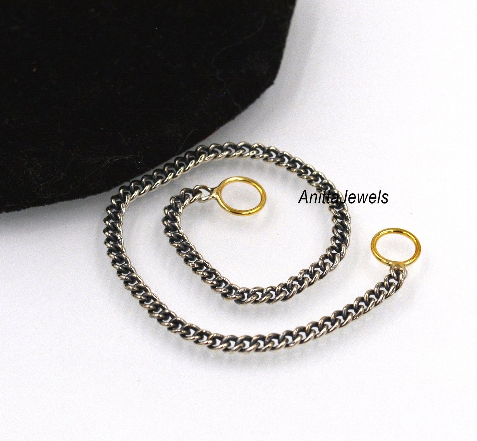 925 Silver Curb Chain Necklace: Handmade Carabiner Lock, 3MM Link - View 2 - Anitta Jewels | SKU: etsy_1100693197 925 Silver Curb Chain Necklace: Handmade Carabiner Lock, 3MM Link - View 2 - Anitta Jewels | SKU: etsy_1100693197