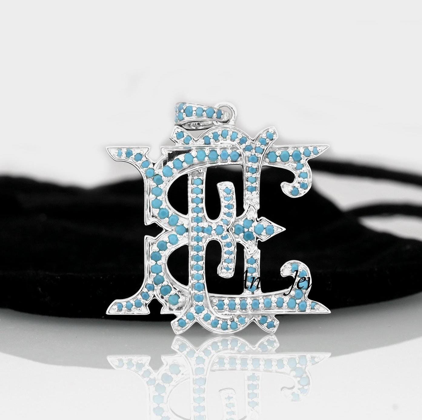 925 Silver Diamond Pave Monogram Pendant - Custom 2 Letter - View 3 - Anitta Jewels | SKU: etsy_963850127 925 Silver Diamond Pave Monogram Pendant - Custom 2 Letter - View 3 - Anitta Jewels | SKU: etsy_963850127