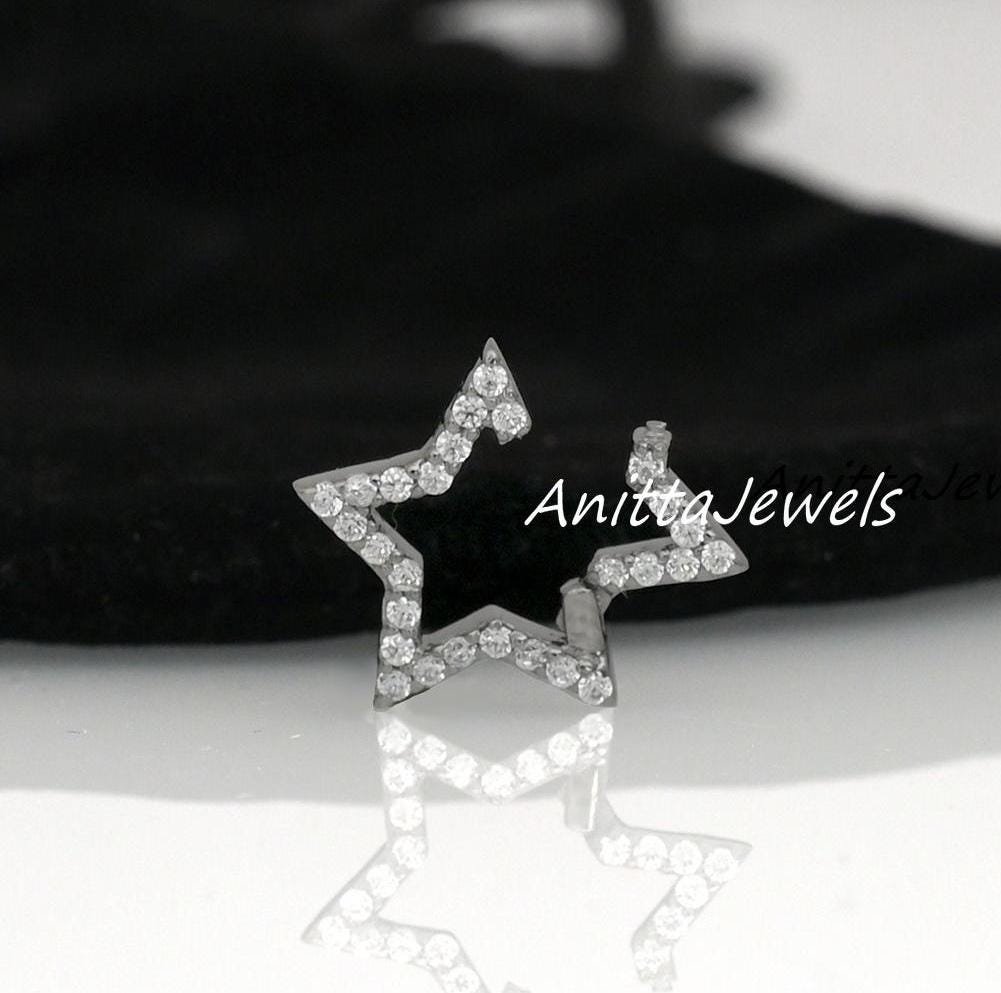 925 Silver Diamond Star Charm Holder: Enhancer Lock Pendant - View 2 - Anitta Jewels | SKU: etsy_1124076369 925 Silver Diamond Star Charm Holder: Enhancer Lock Pendant - View 2 - Anitta Jewels | SKU: etsy_1124076369