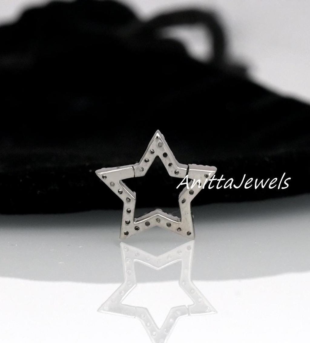 925 Silver Diamond Star Charm Holder: Enhancer Lock Pendant - View 3 - Anitta Jewels | SKU: etsy_1124076369 925 Silver Diamond Star Charm Holder: Enhancer Lock Pendant - View 3 - Anitta Jewels | SKU: etsy_1124076369