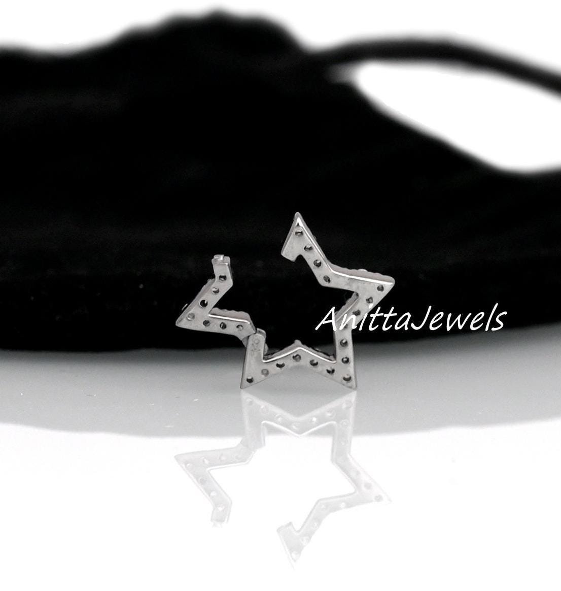 925 Silver Diamond Star Charm Holder: Enhancer Lock Pendant - View 4 - Anitta Jewels | SKU: etsy_1124076369 925 Silver Diamond Star Charm Holder: Enhancer Lock Pendant - View 4 - Anitta Jewels | SKU: etsy_1124076369