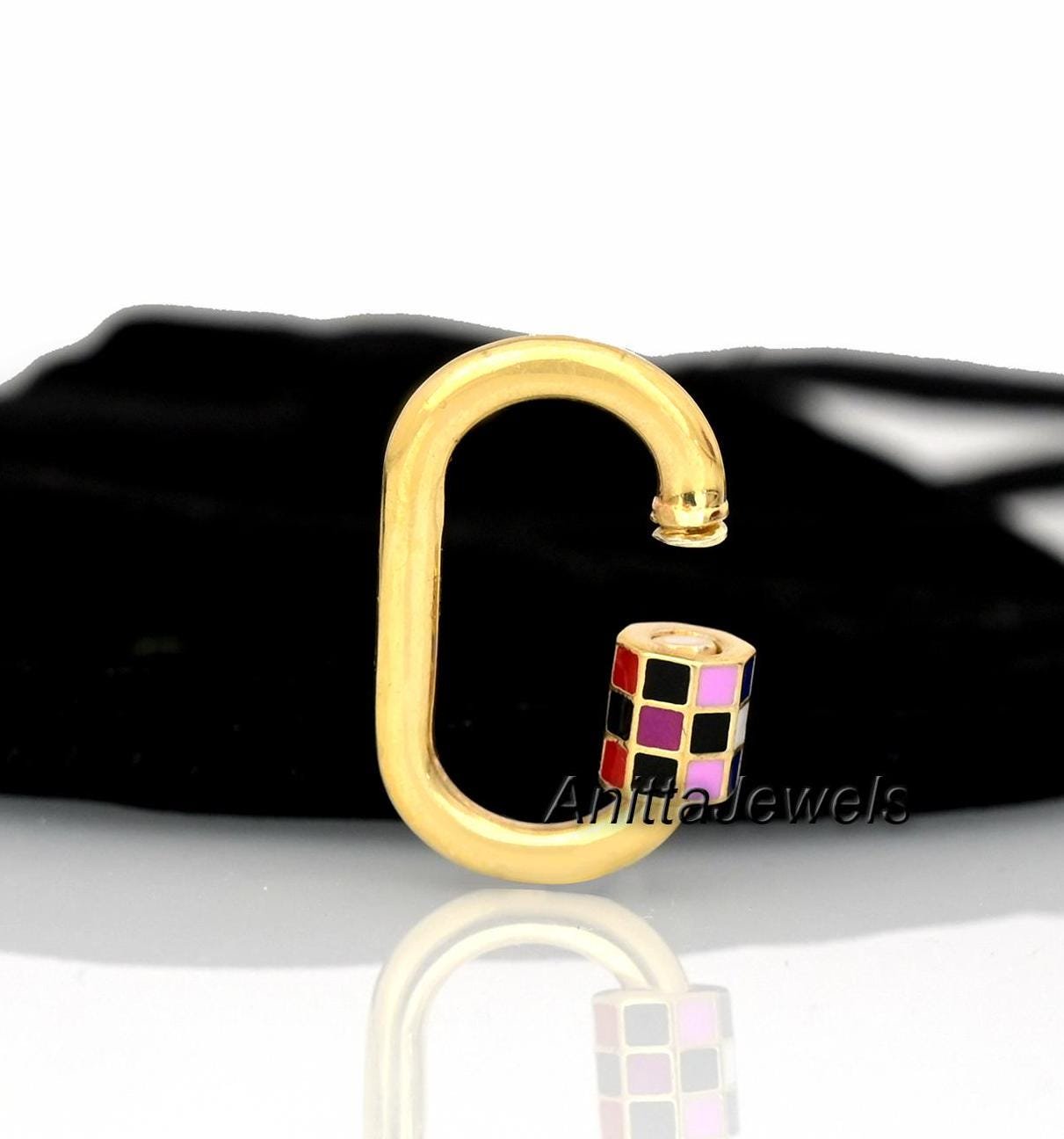 925 Silver Enamel Carabiner Lock: Multi-Color Jewelry Clasp - Anitta Jewels | SKU: etsy_908318109 925 Silver Enamel Carabiner Lock: Multi-Color Jewelry Clasp - Anitta Jewels | SKU: etsy_908318109