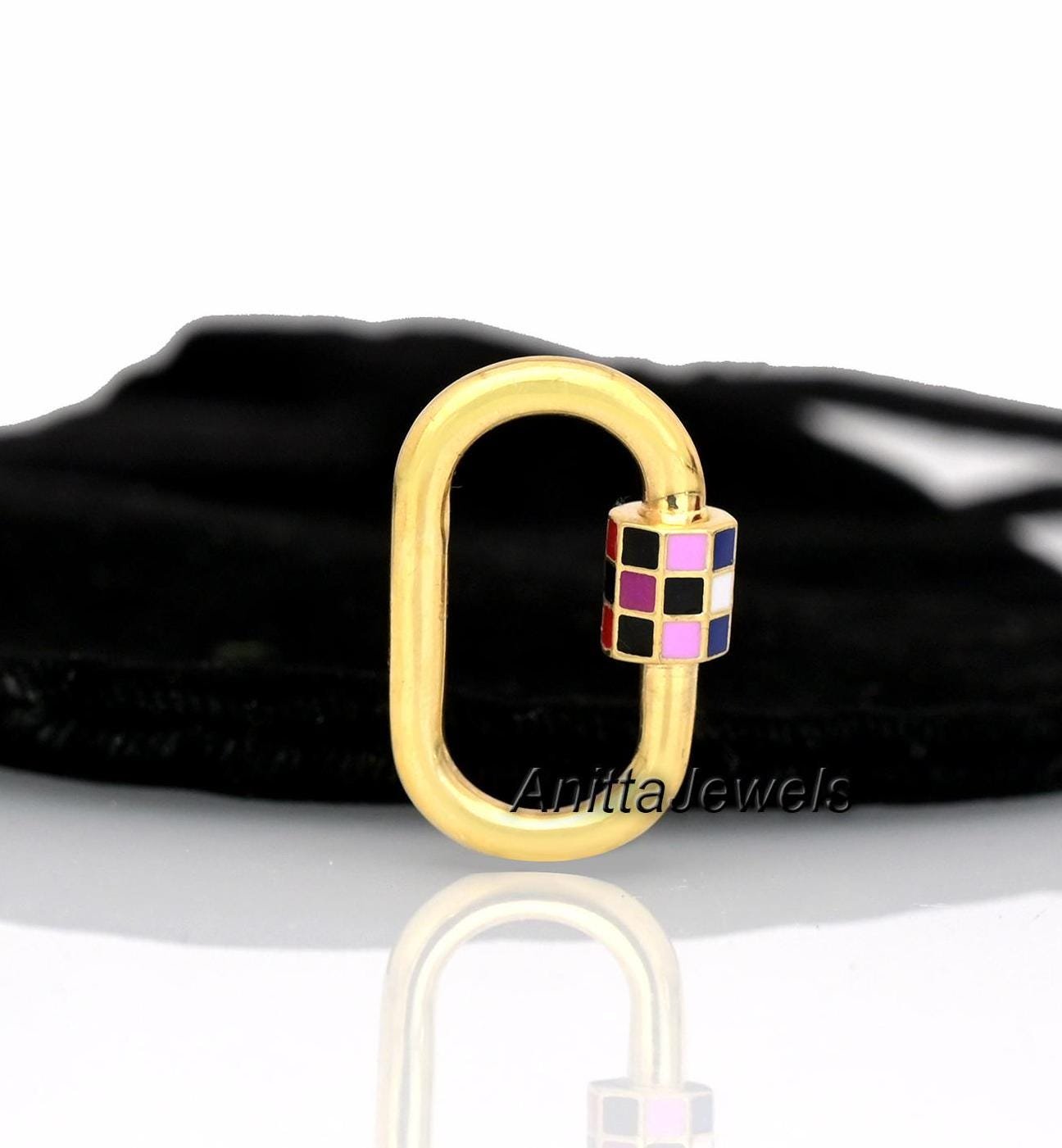 925 Silver Enamel Carabiner Lock: Multi-Color Jewelry Clasp - View 2 - Anitta Jewels | SKU: etsy_908318109 925 Silver Enamel Carabiner Lock: Multi-Color Jewelry Clasp - View 2 - Anitta Jewels | SKU: etsy_908318109