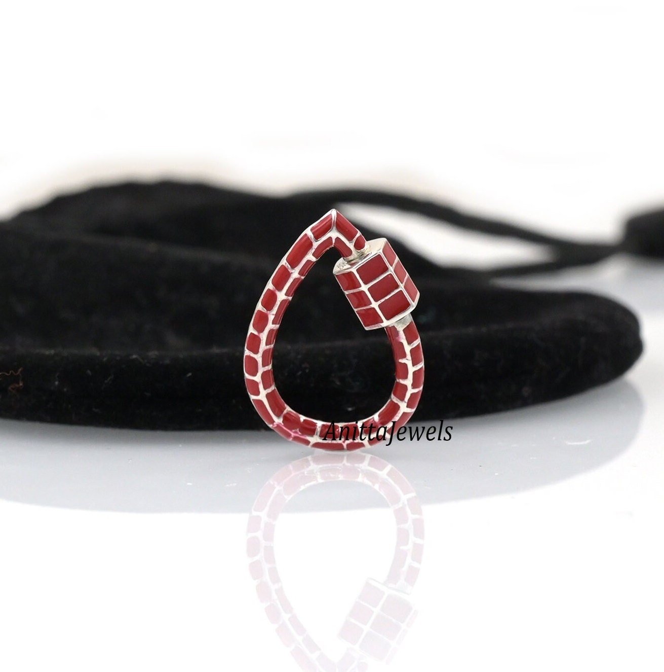 925 Silver Enamel Drop Carabiner Lock: Handmade Charm (24x18 MM) - Anitta Jewels | SKU: etsy_1066098041 925 Silver Enamel Drop Carabiner Lock: Handmade Charm (24x18 MM) - Anitta Jewels | SKU: etsy_1066098041
